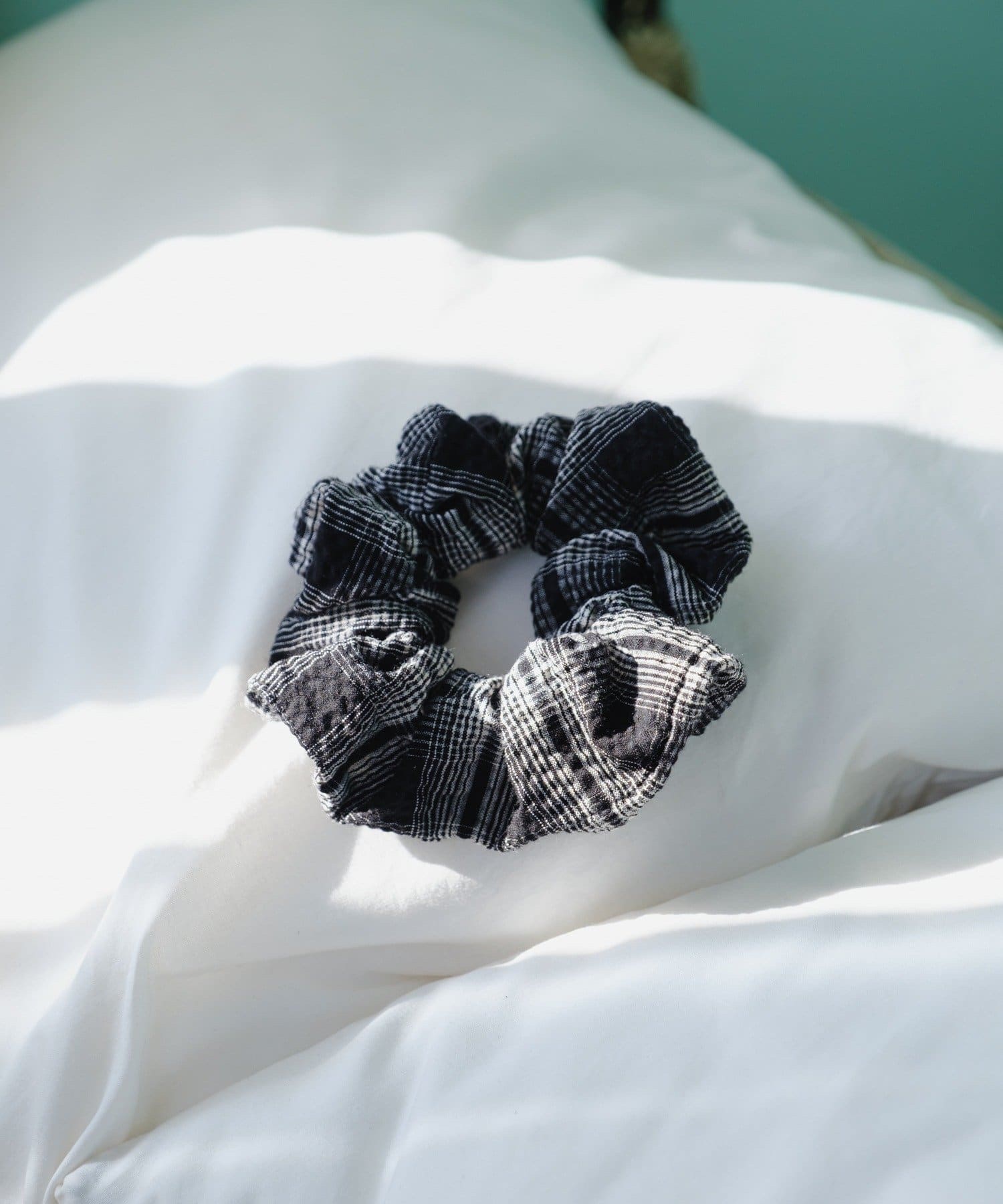 黑白格吊帶連身褲 + 髮圈套裝