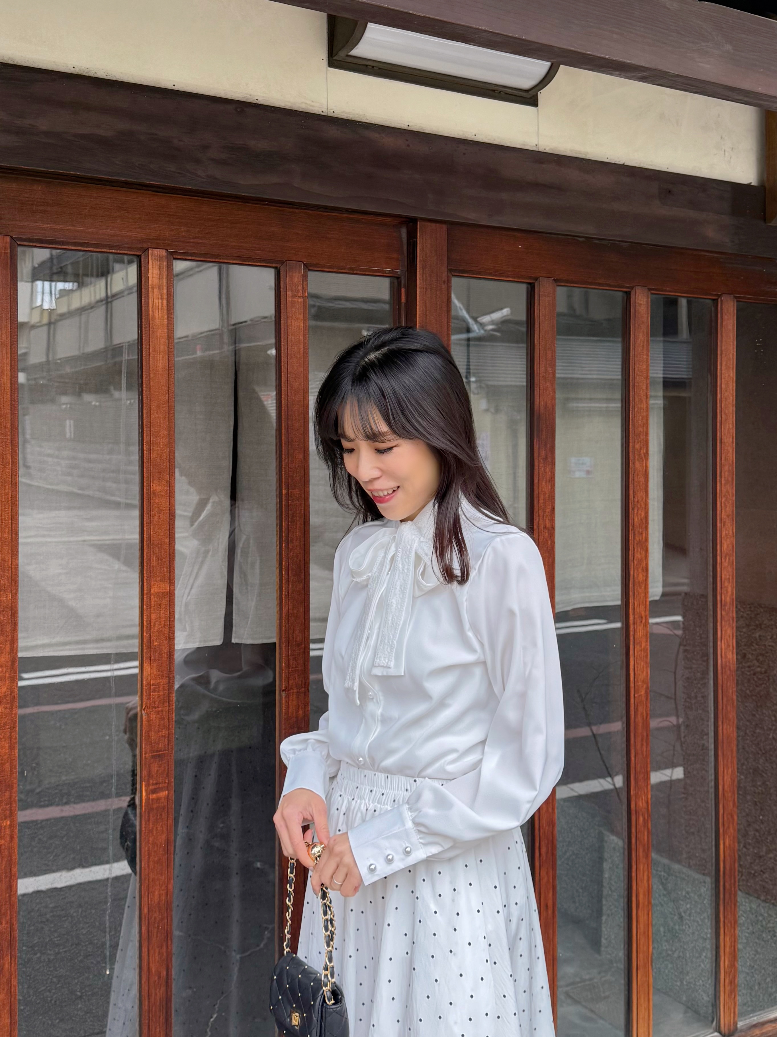 SpecialPrice•3色•蕾絲蝴蝶結領雪紡上衣