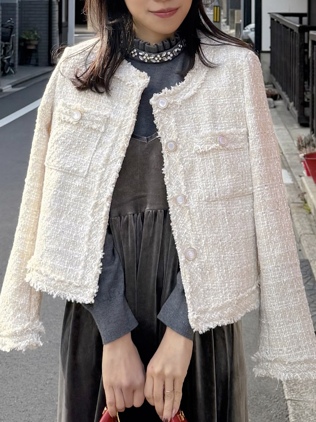 2色•圓領小香風Tweed外套