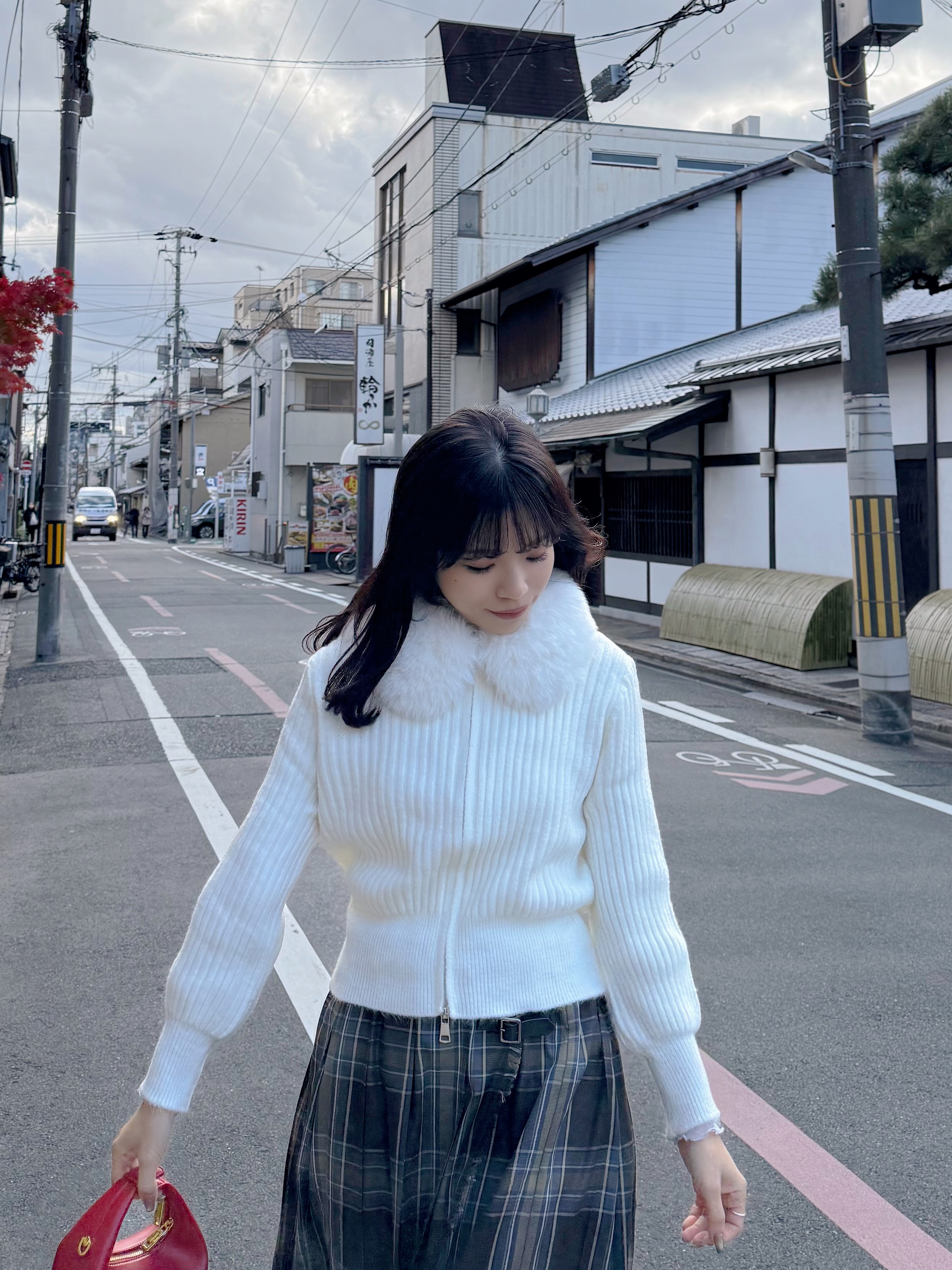 毛毛領拉鍊針織外套