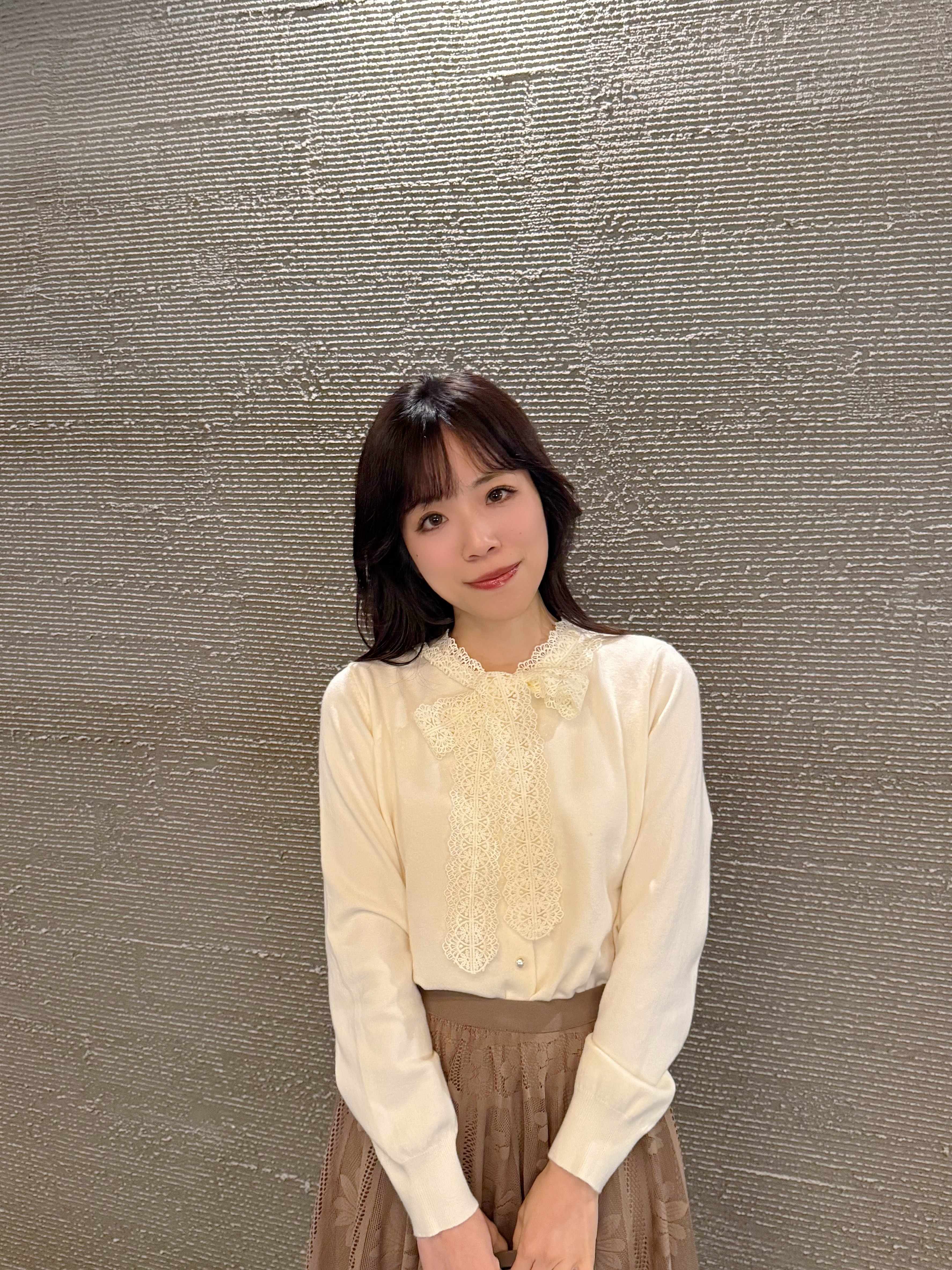 蕾絲蝴蝶結領帶針織外套