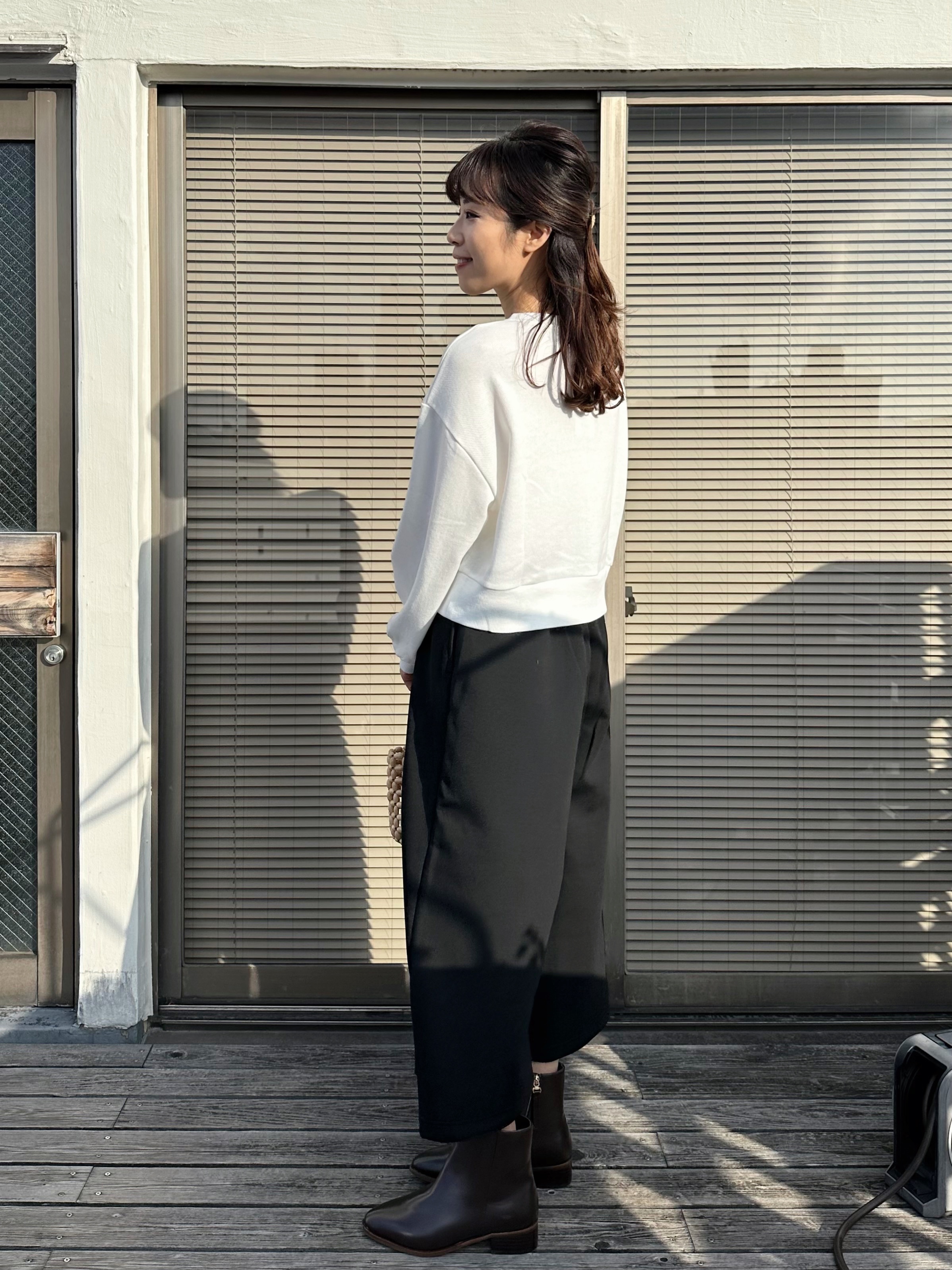 簡約秋冬淨色闊腳褲