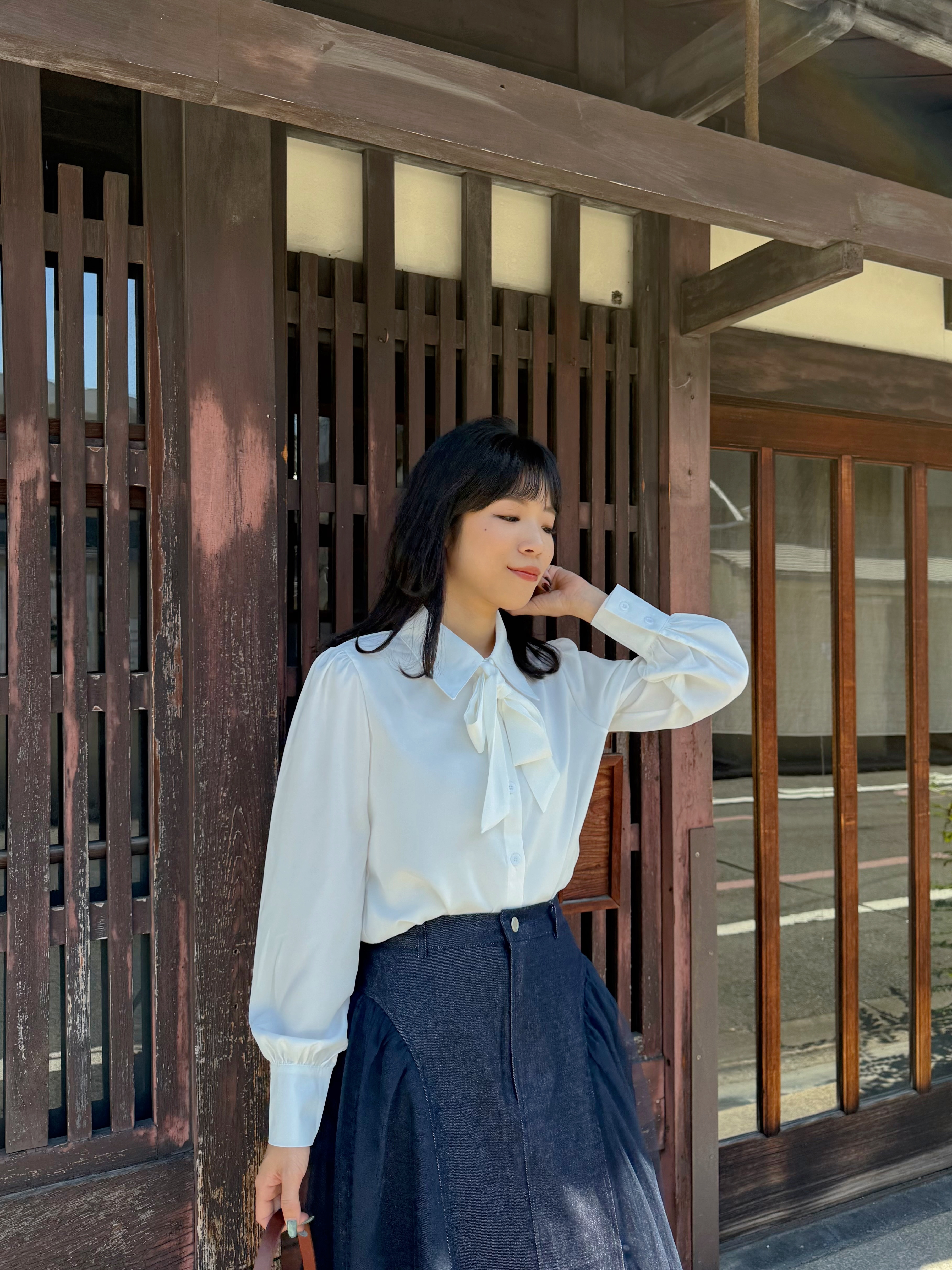 5色•基礎款蝴蝶結雪紡恤衫