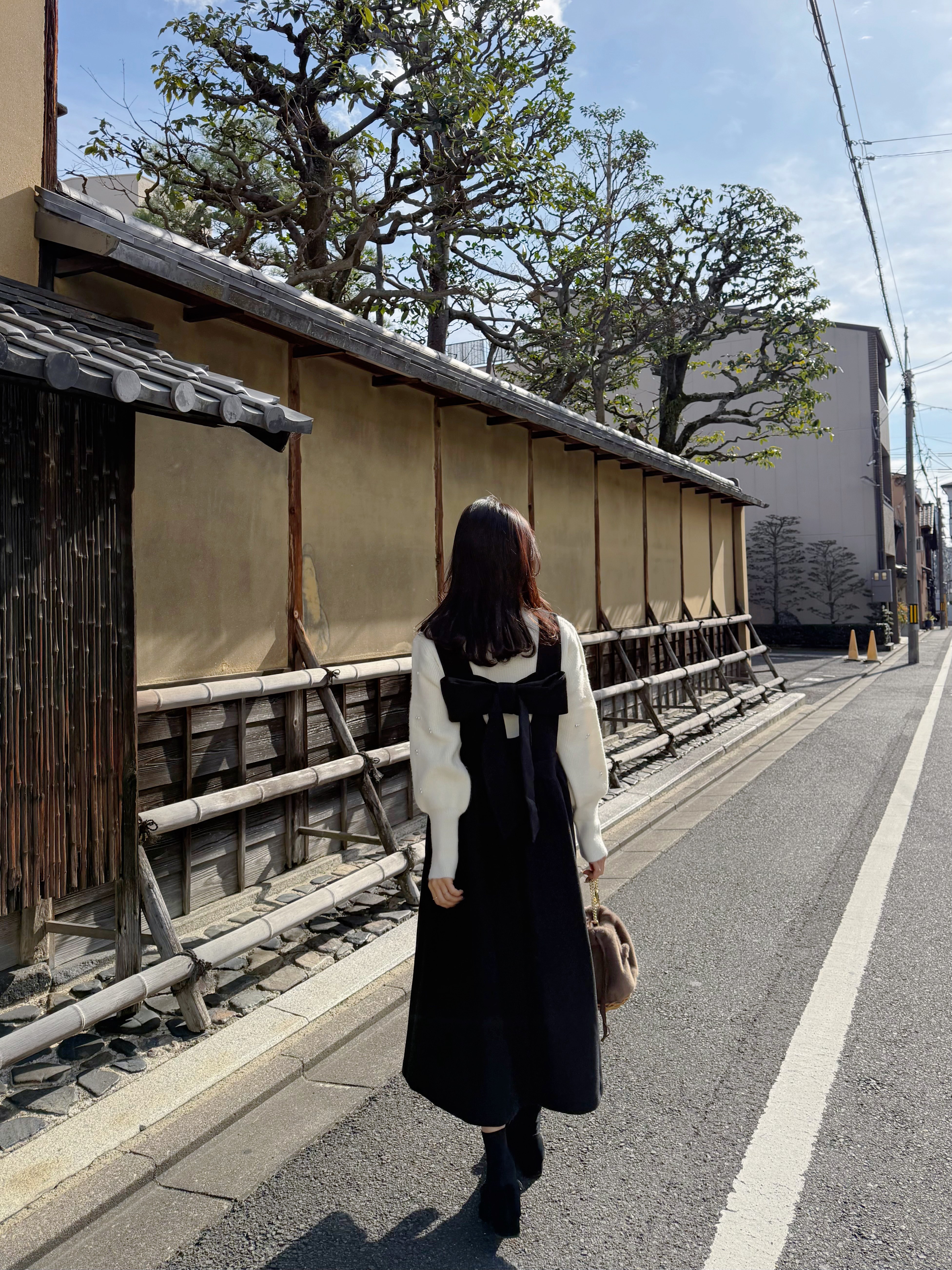 2色•2Way前後蝴蝶結薄絨連身裙