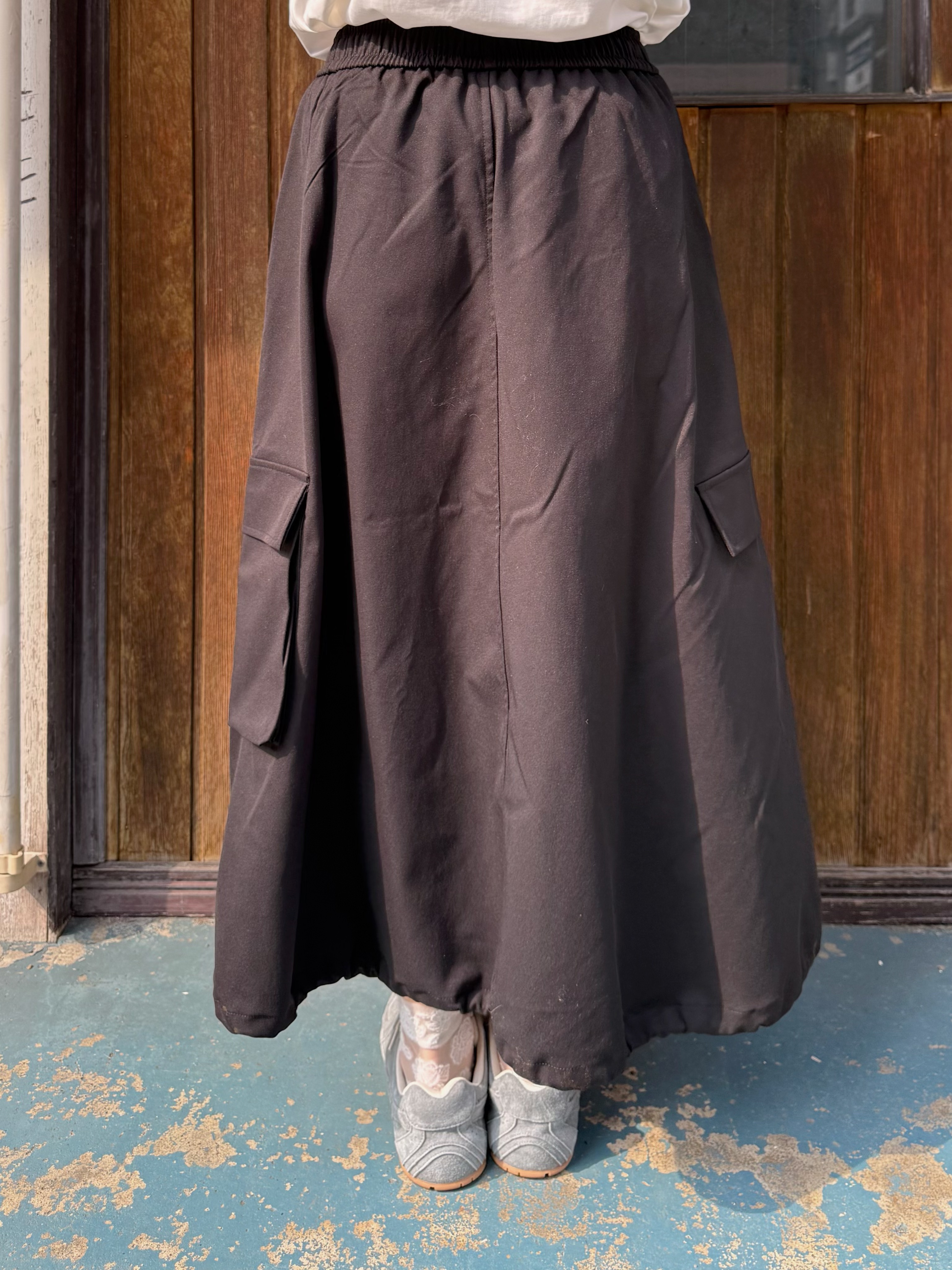 淨色泡泡有袋A line裙