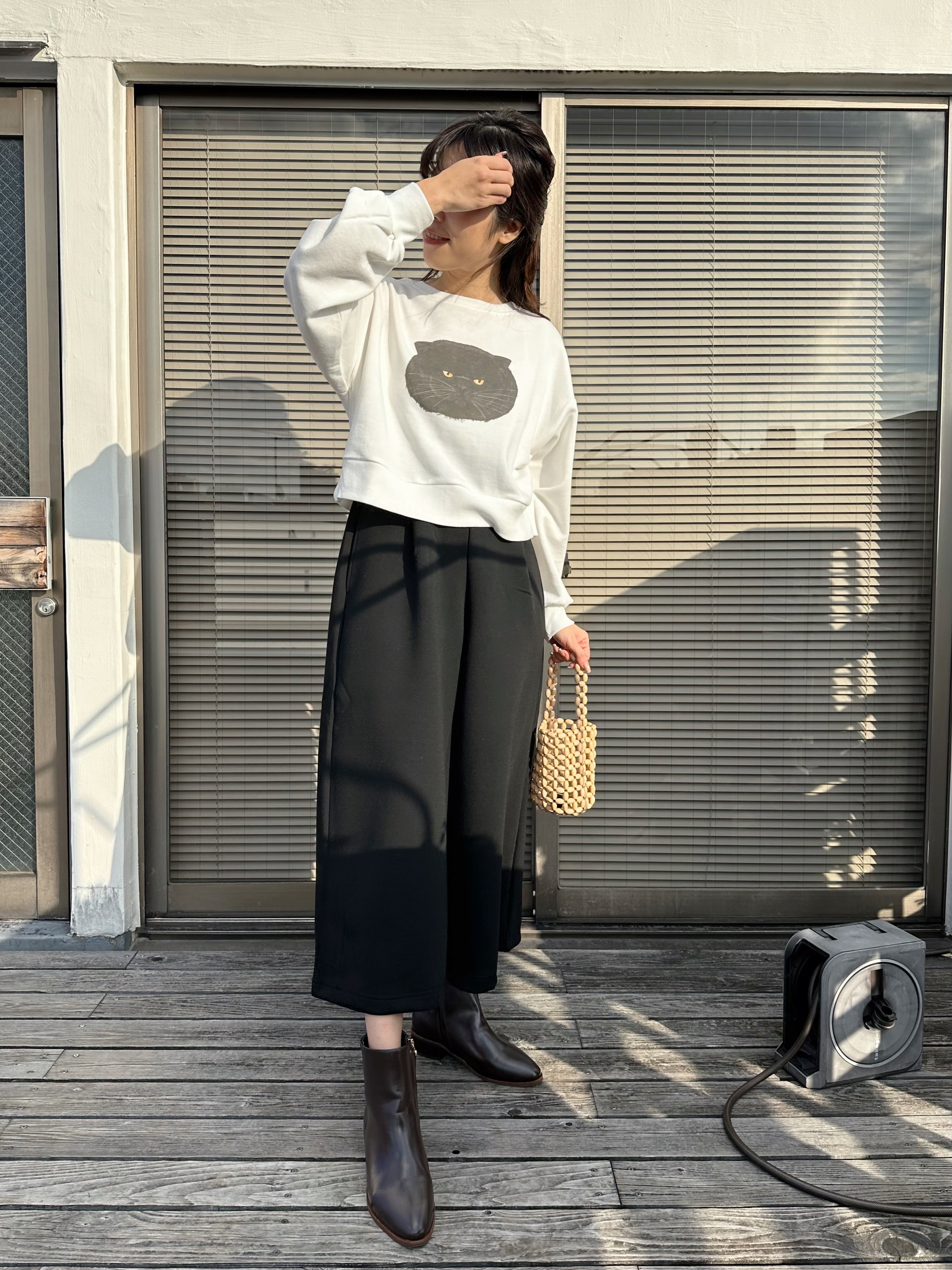 簡約秋冬淨色闊腳褲