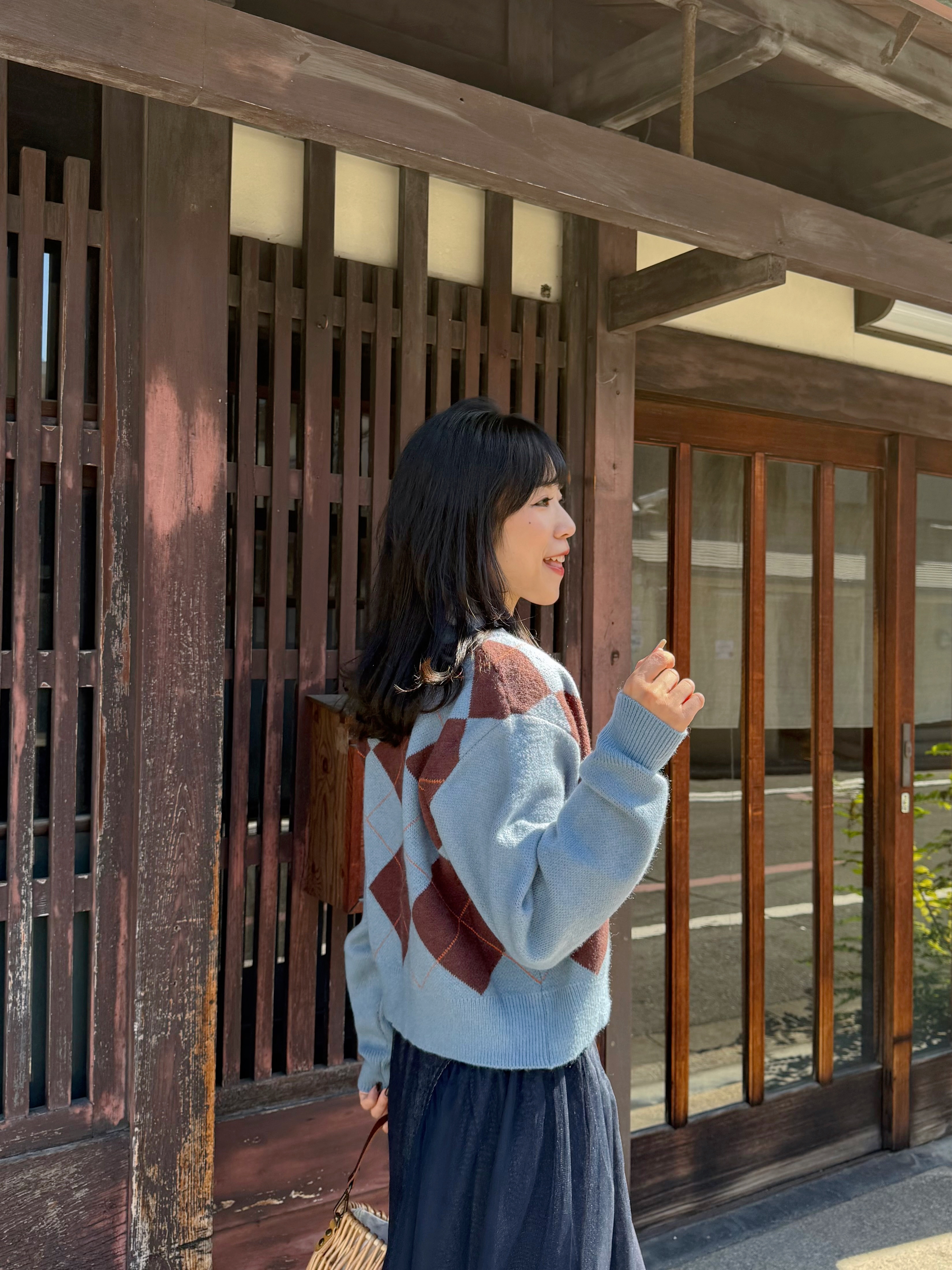 3色•菱格紋針織外套