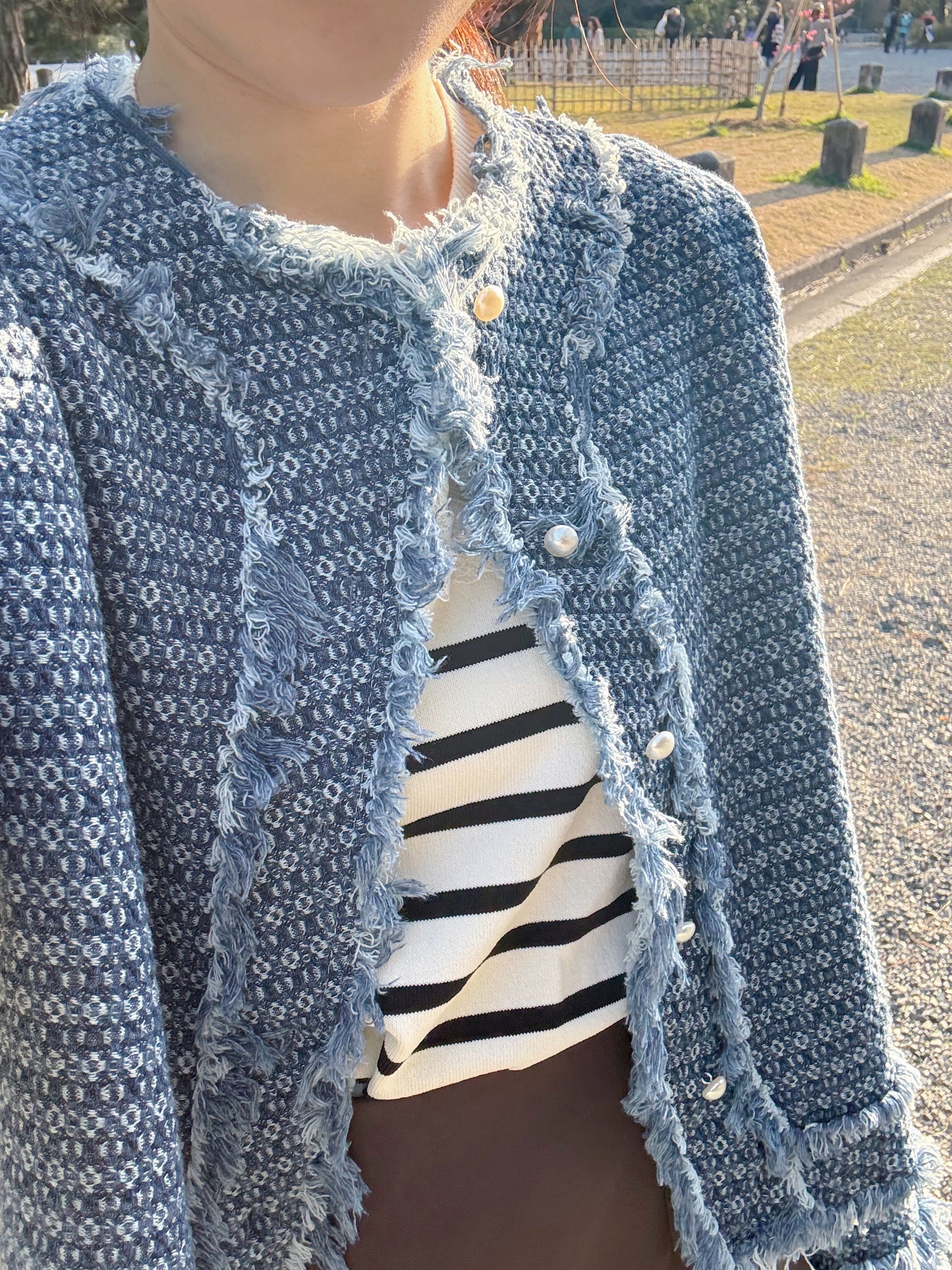 小香風牛仔色流蘇Tweed外套