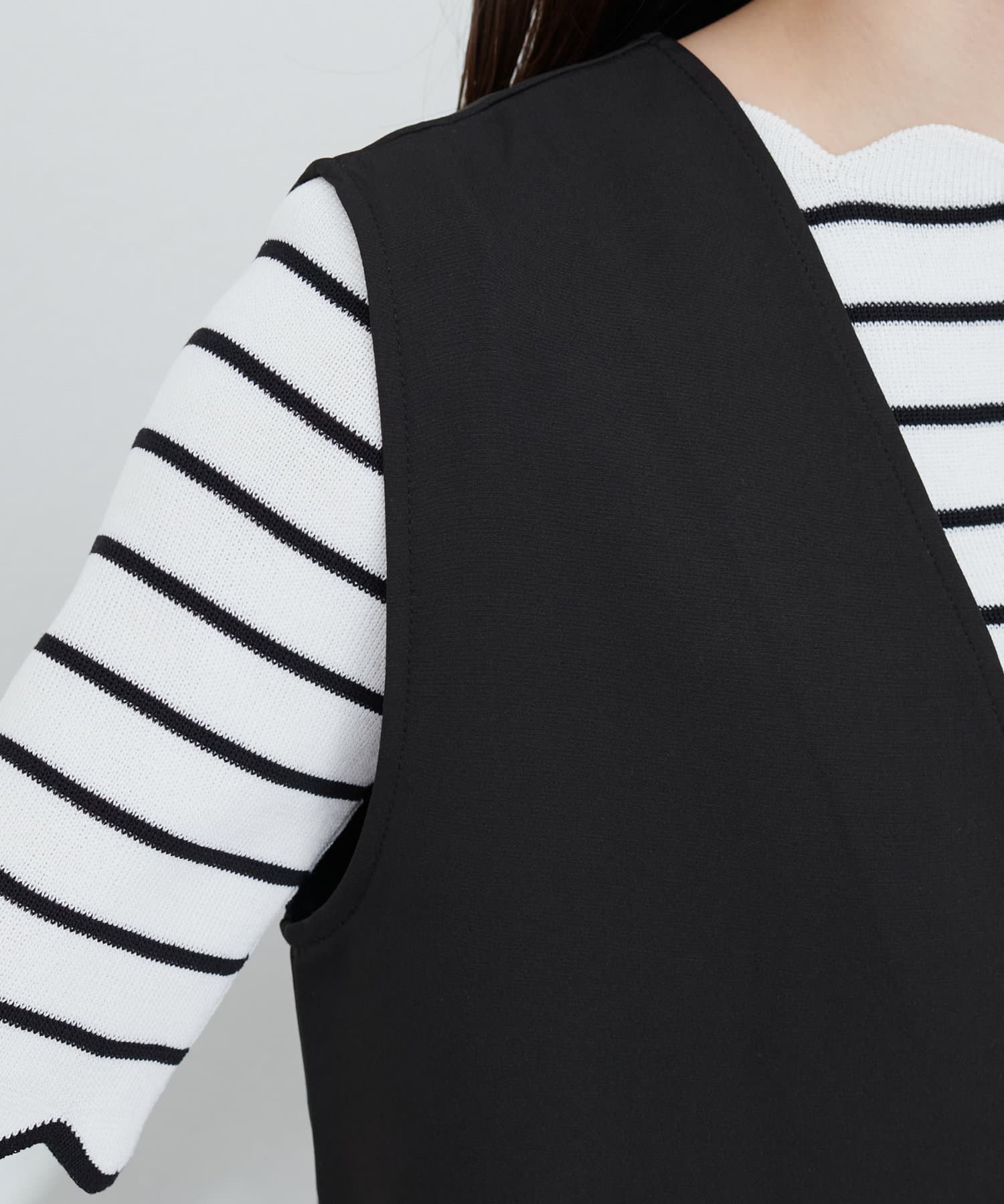 V領有袋雪紡背心連身裙