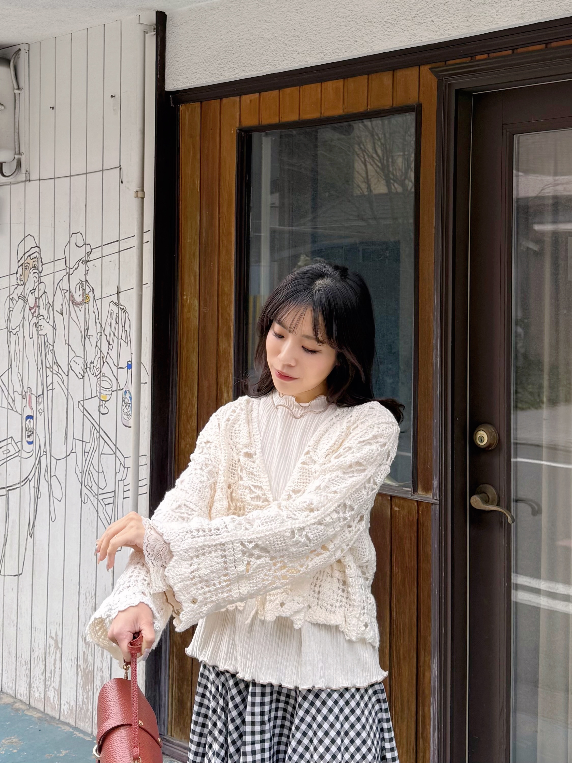 鏤空鈎花傘袖外套上衣