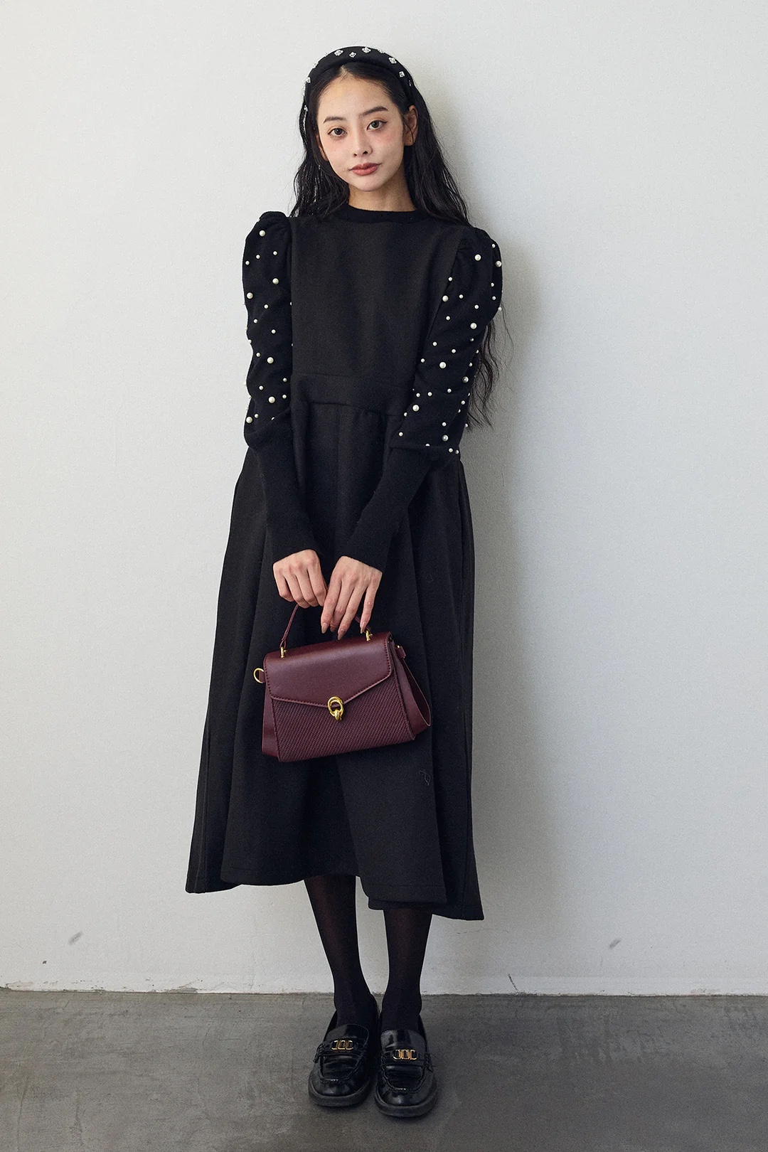 2Way前後蝴蝶結薄絨連身裙