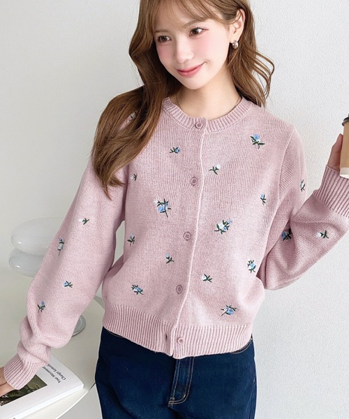 3色•M-L碼•花卉刺繡針織外套