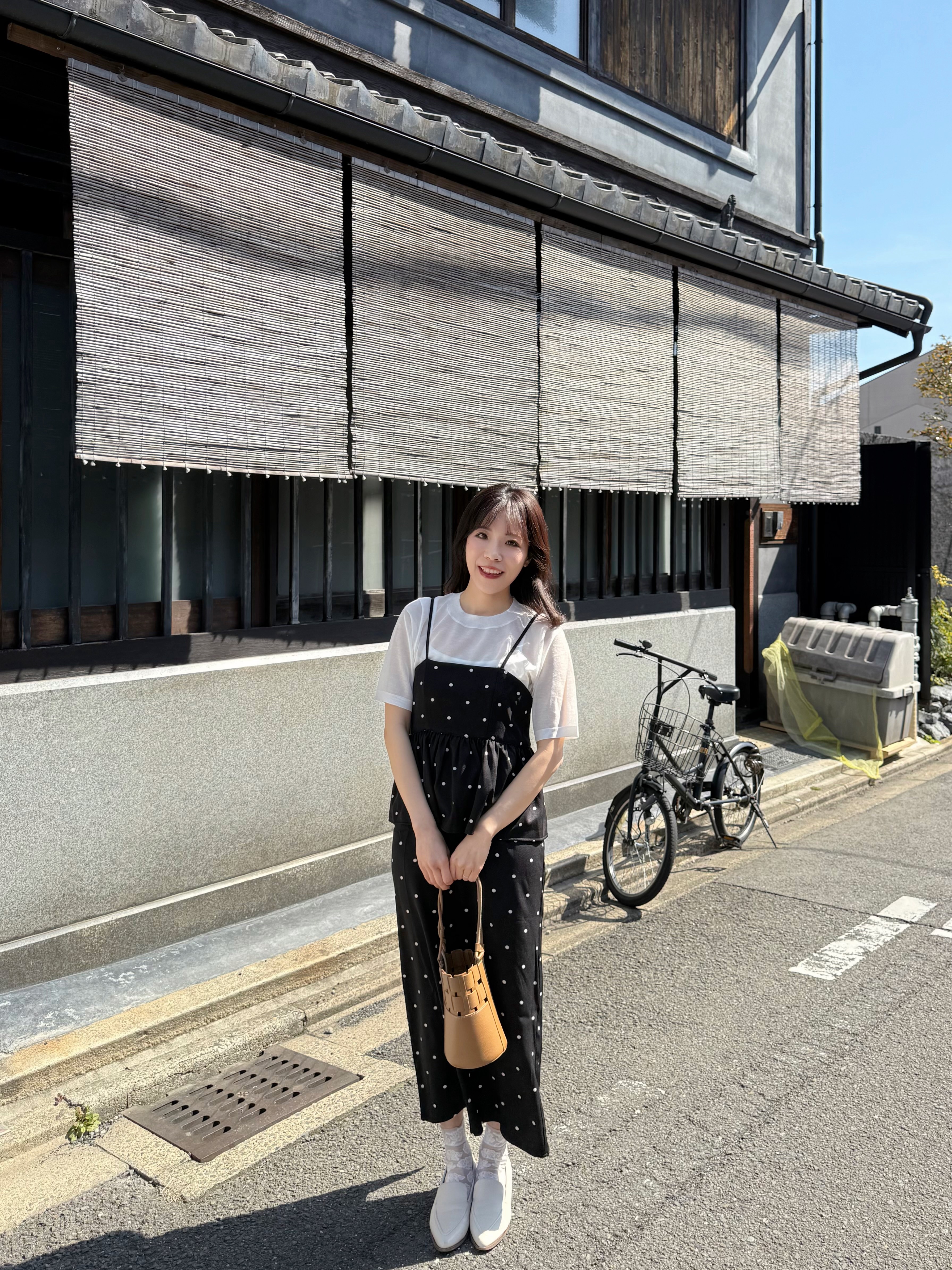 波點吊帶連身裙