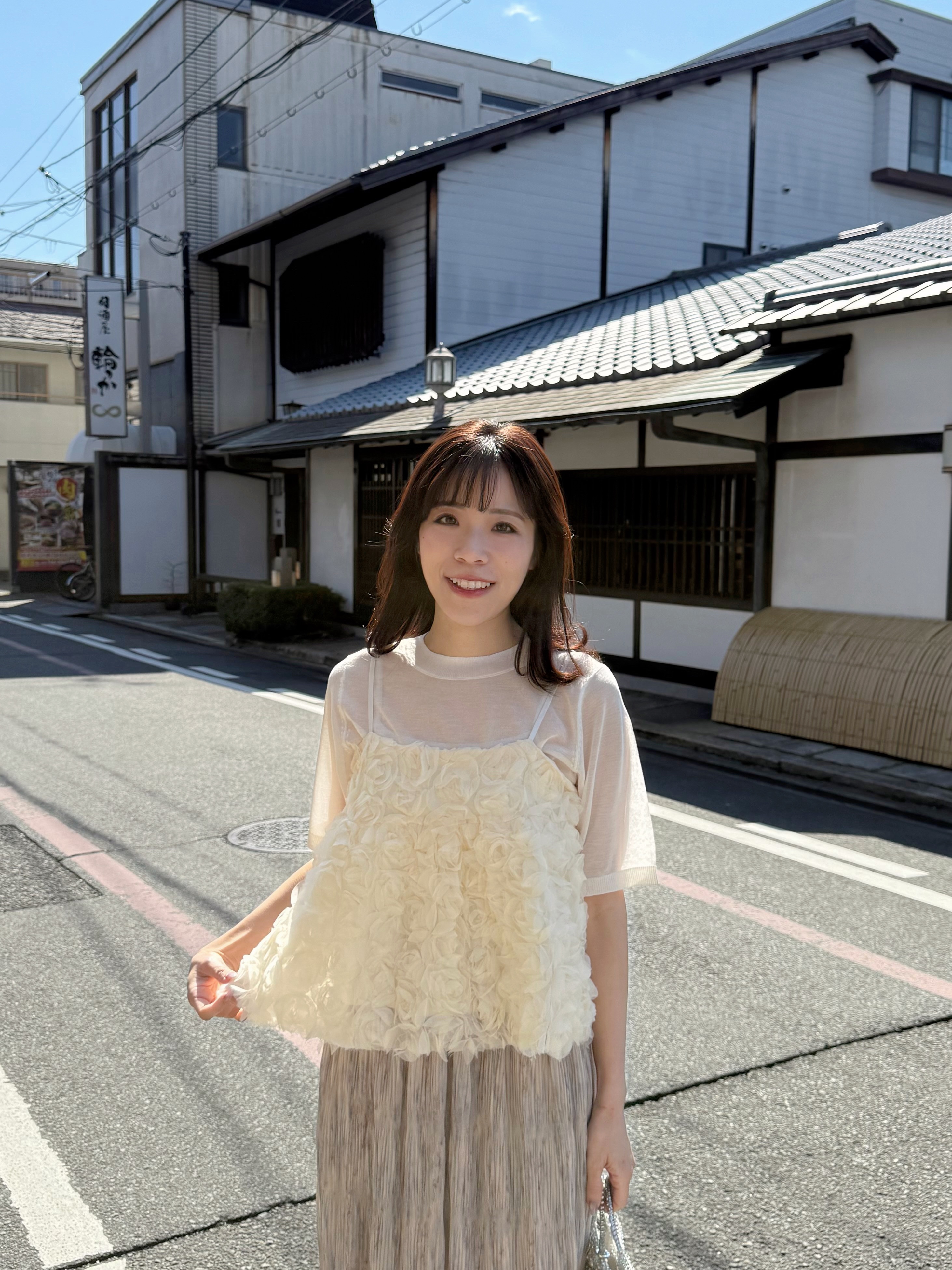 立體紗玫瑰花蓬蓬吊帶背心