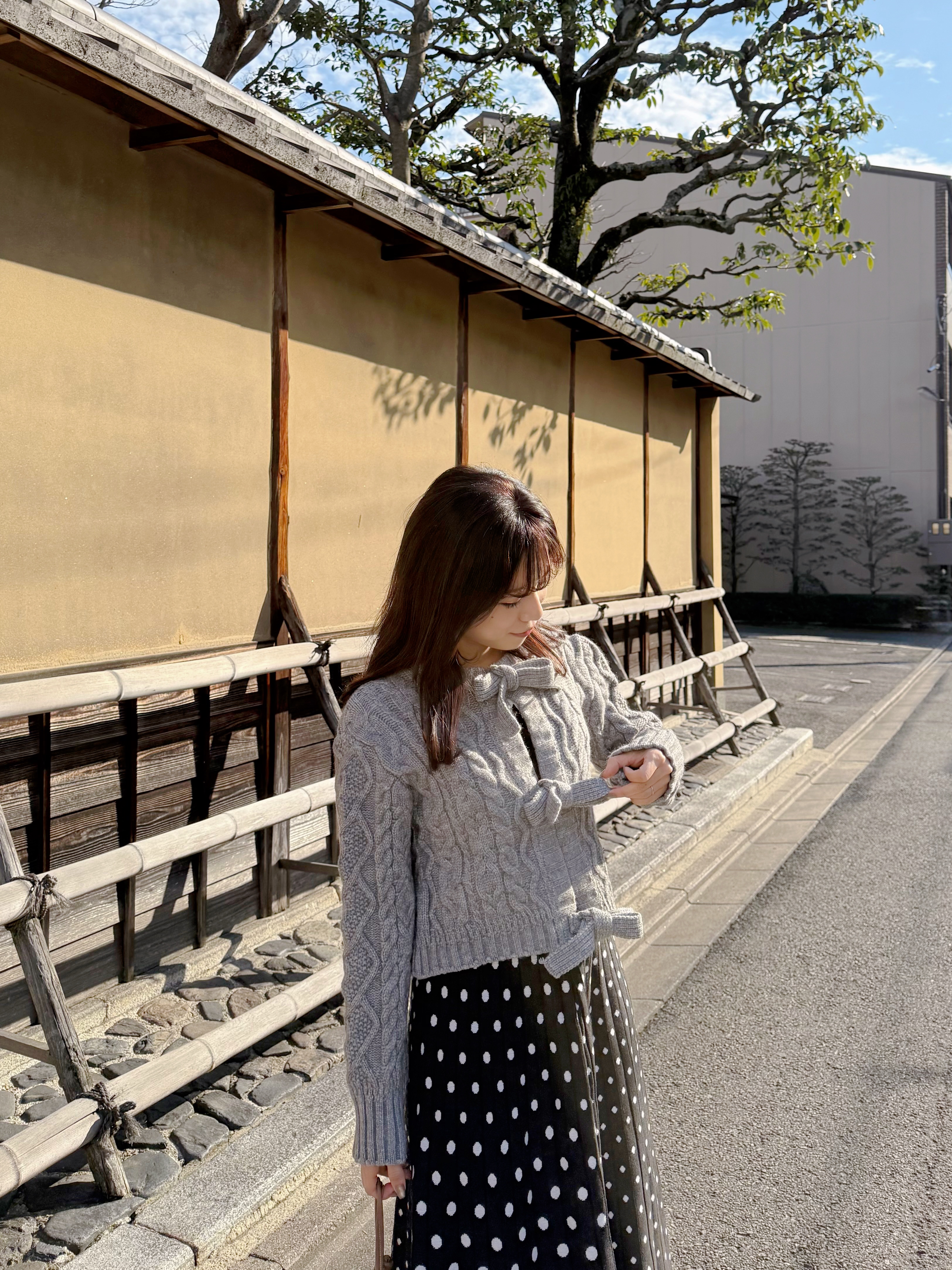 蝴蝶結羅紋短款冷外套