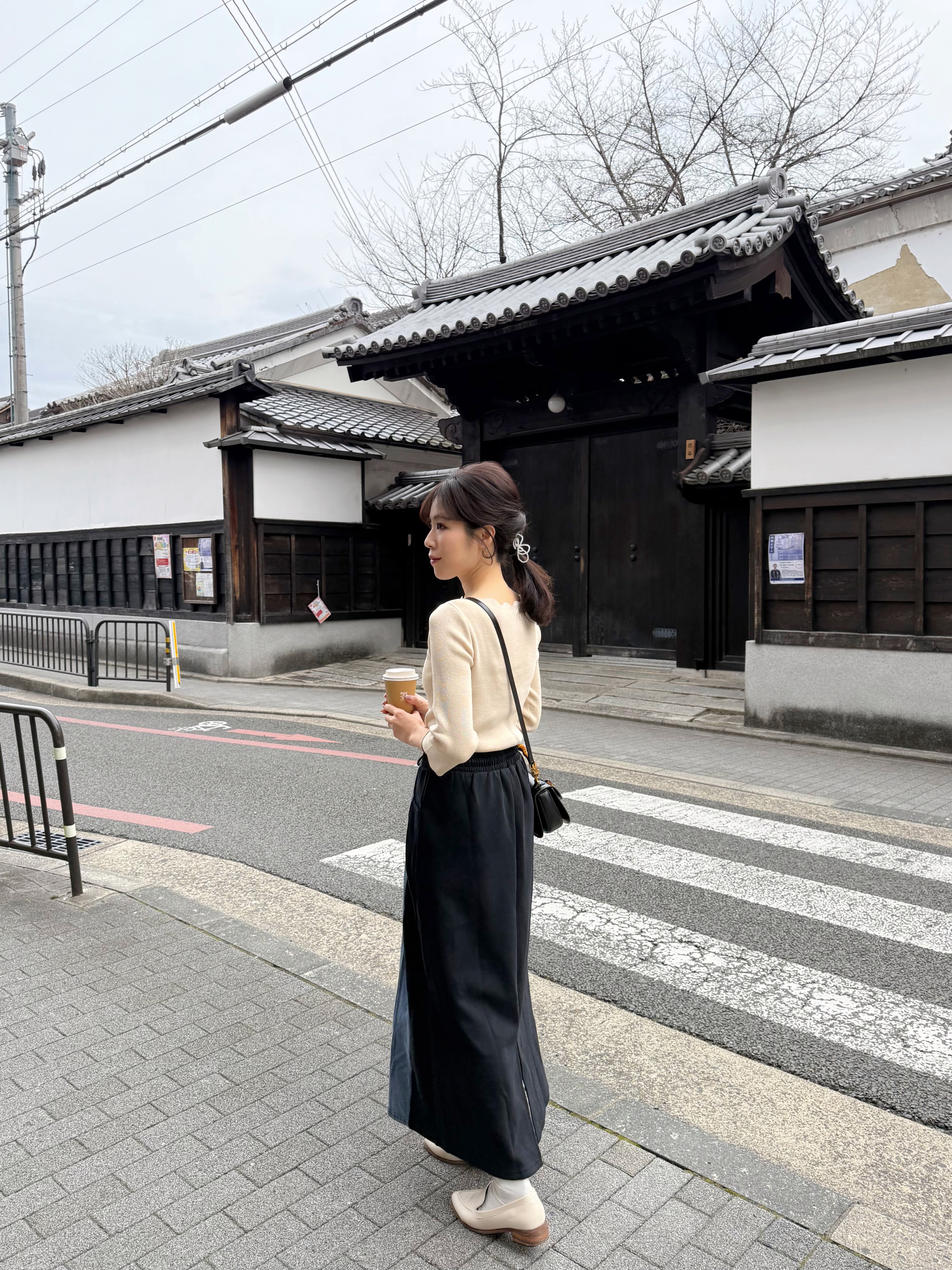 拼色橡筋腰有袋牛仔裙