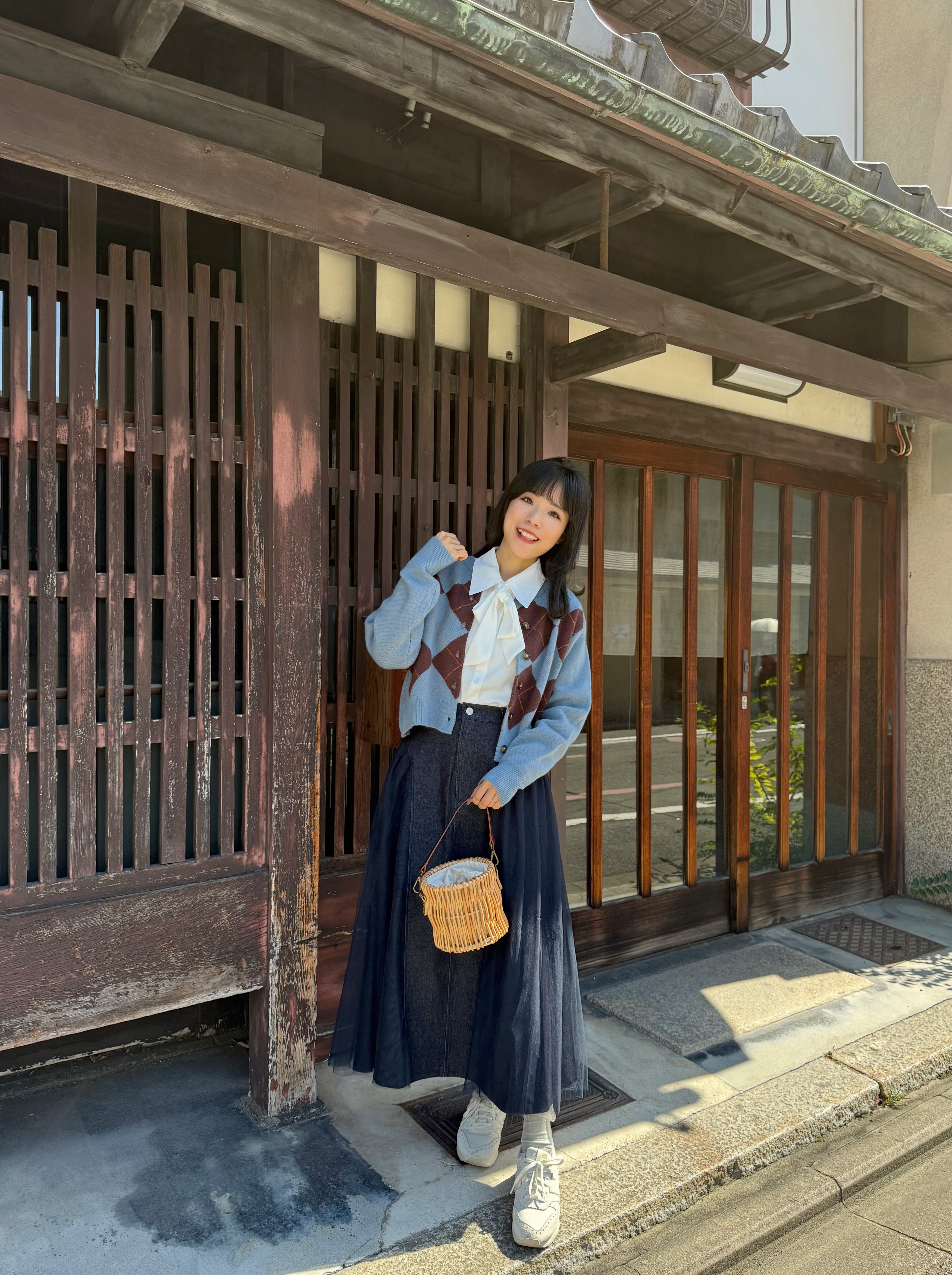 3色•菱格紋針織外套