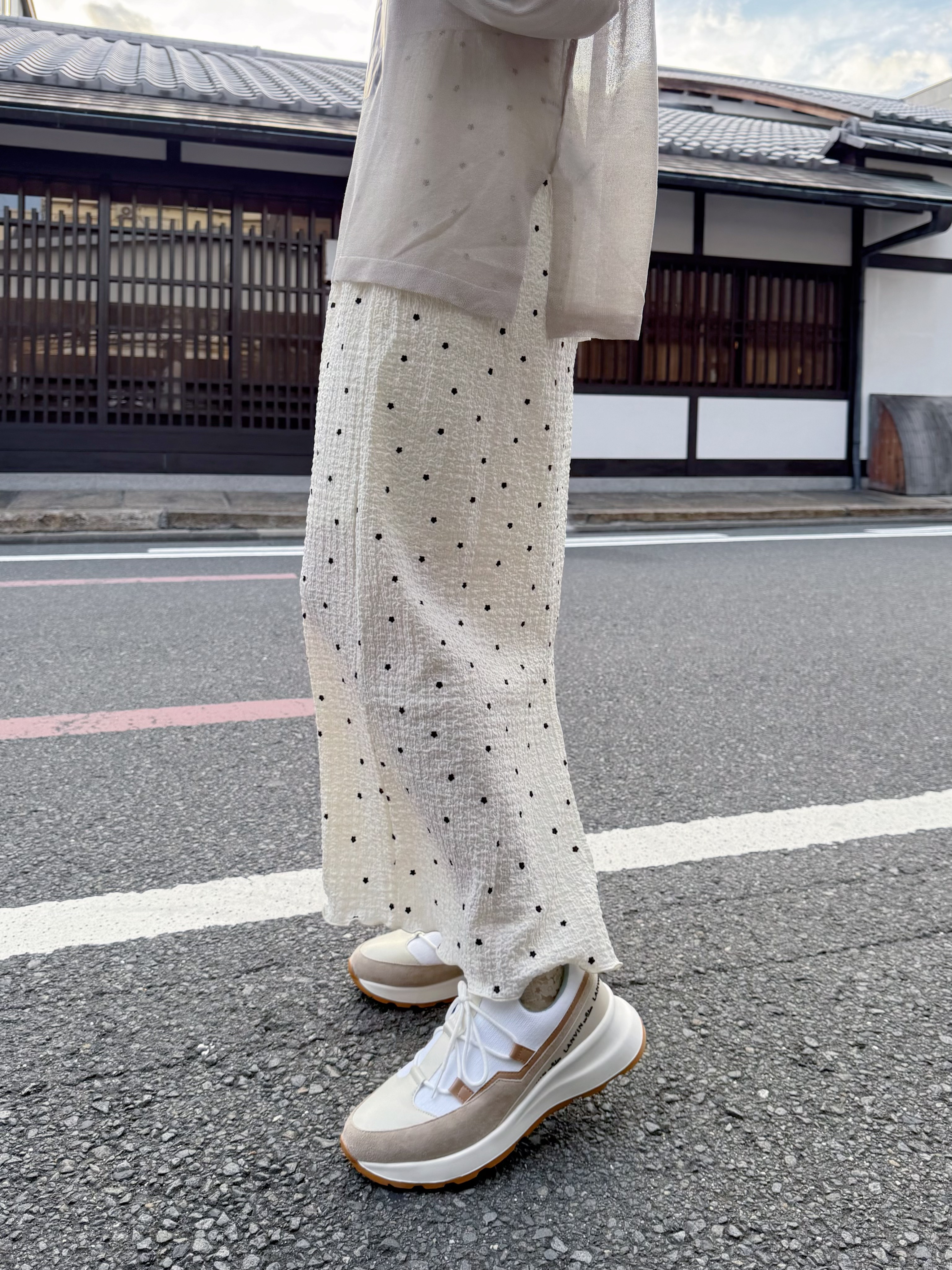 百褶雪紡直長半身裙