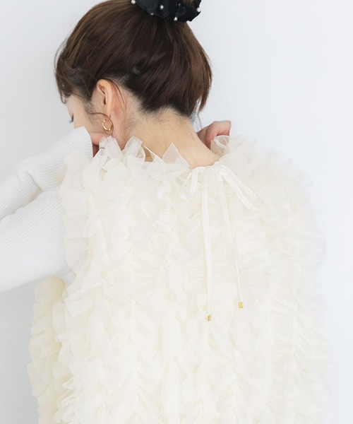 2色•M-L碼•薄紗荷葉邊背心