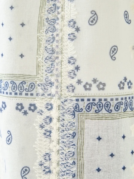 藍白印花8分袖雪紡上衣