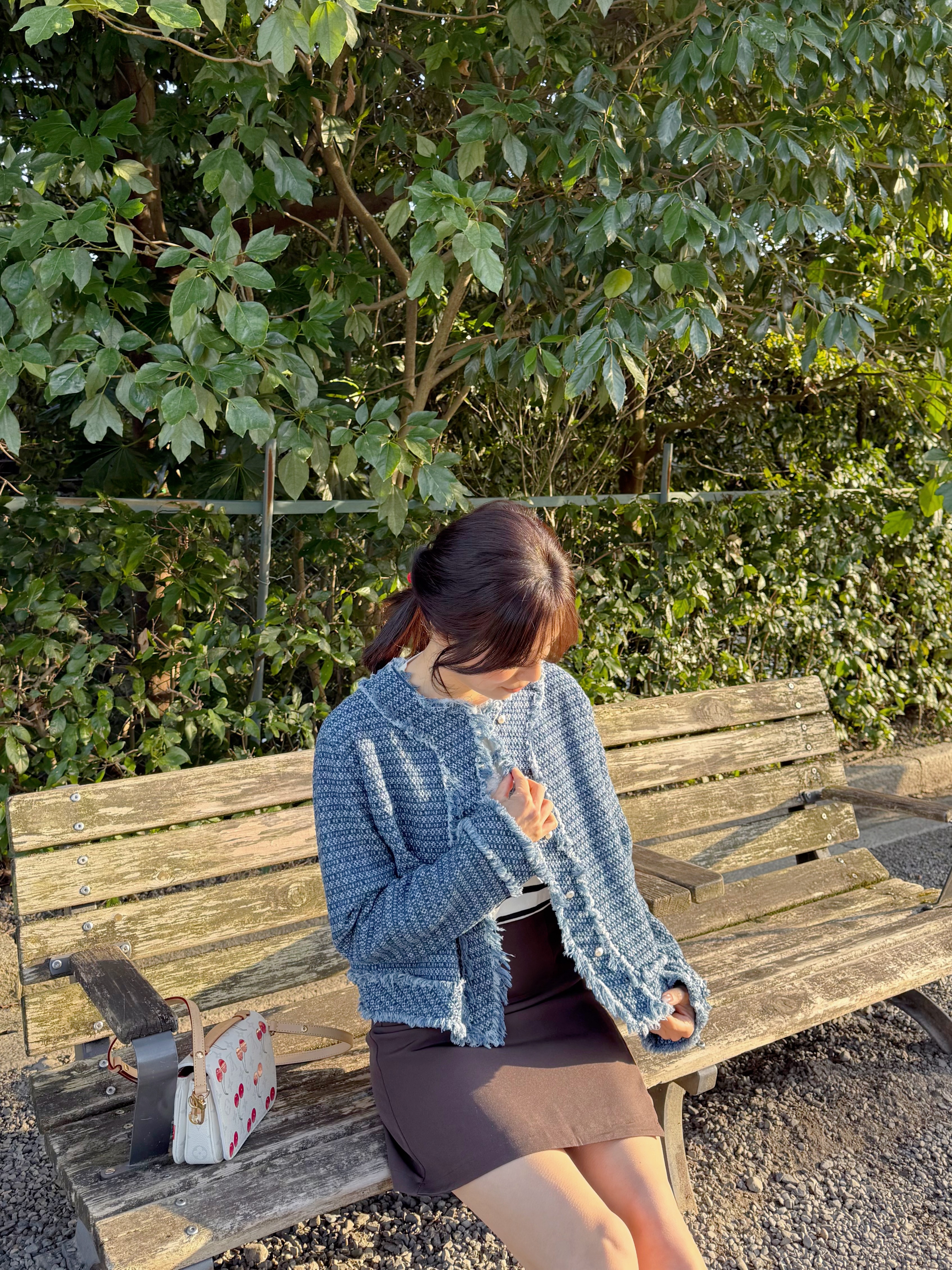 小香風牛仔色流蘇Tweed外套