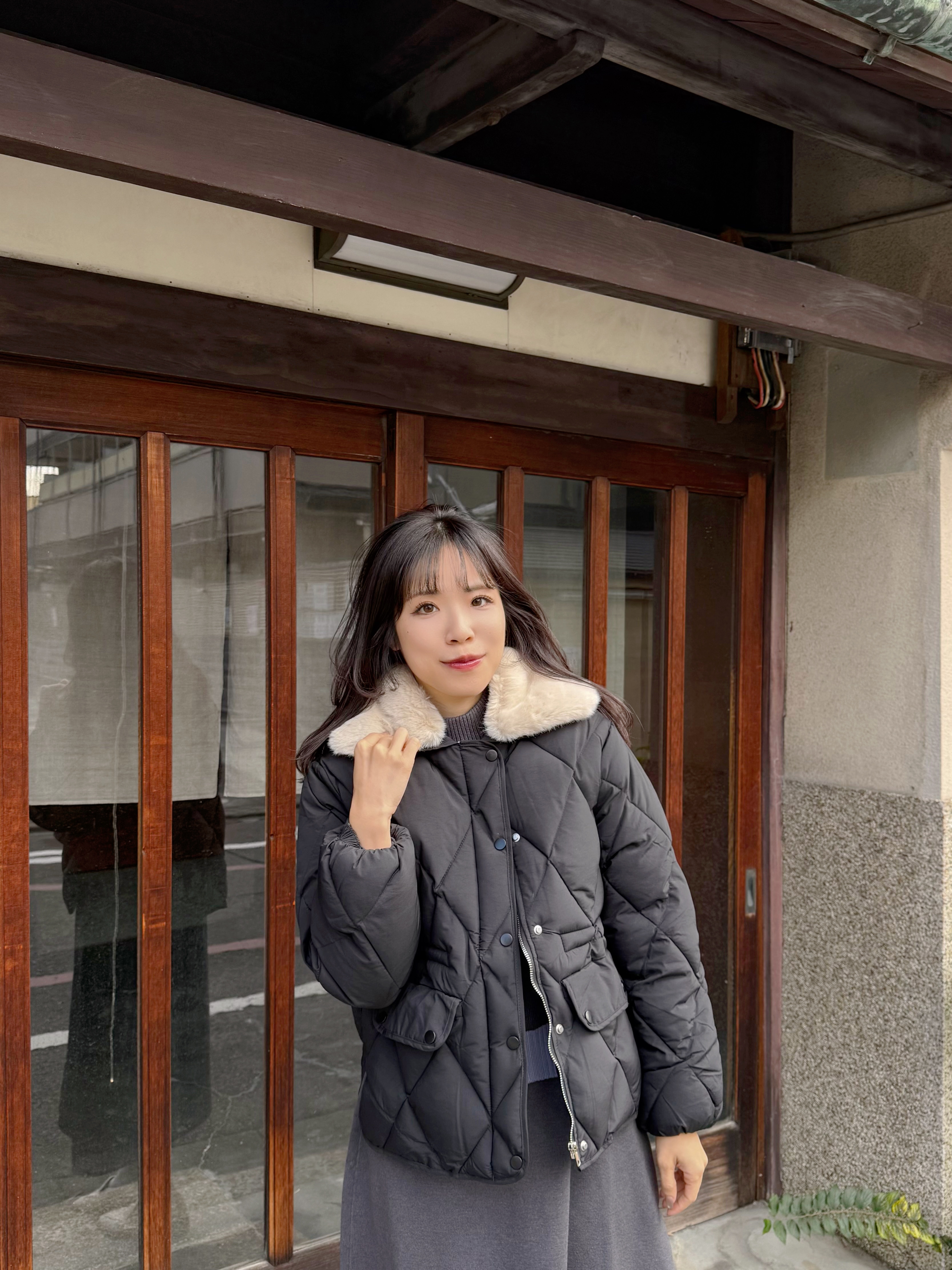 2色•毛毛領夾綿拉鍊外套