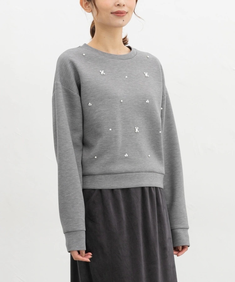 4色・S-XL・寶石裝飾圓領衛衣上衣