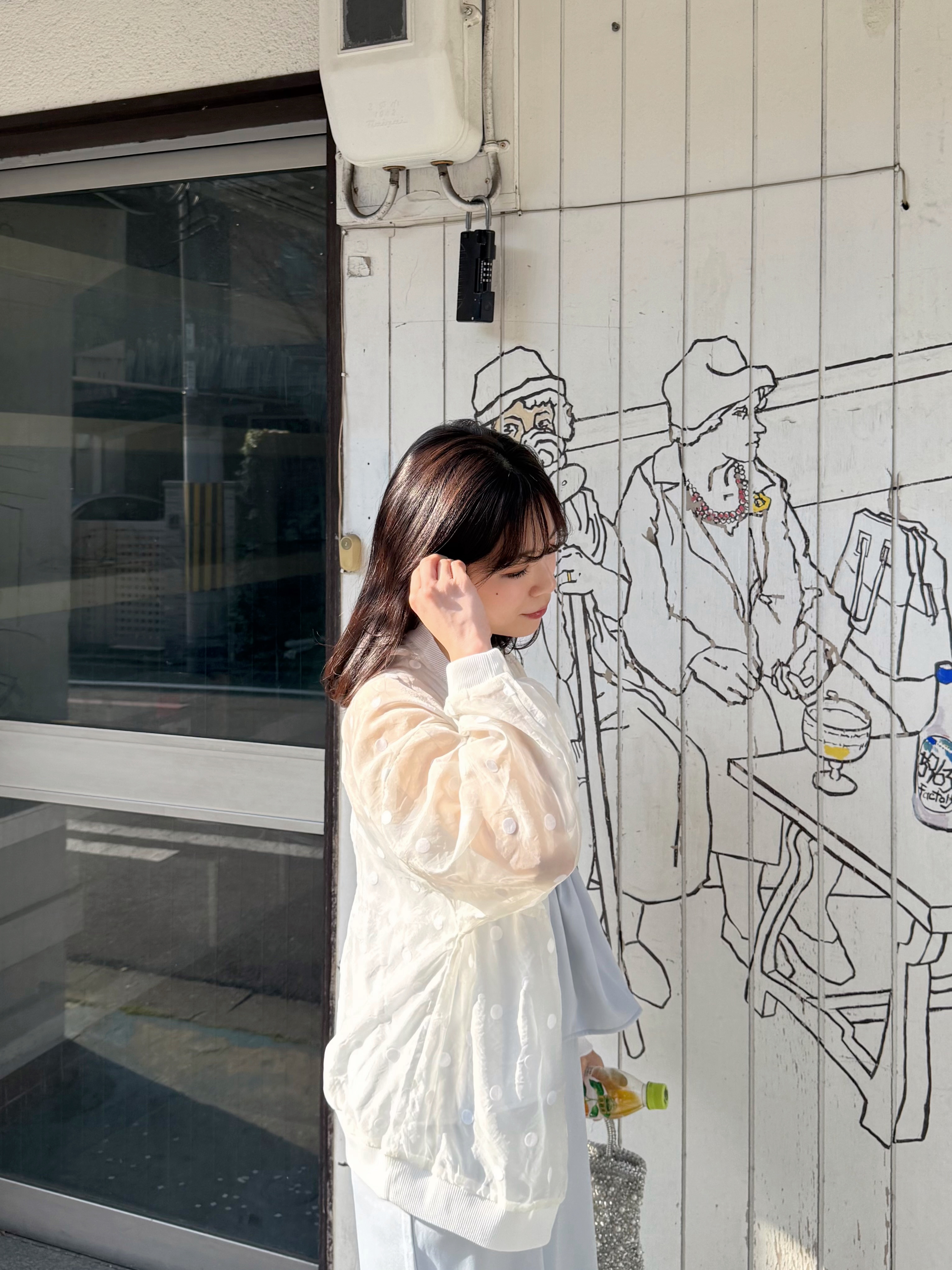 波點透感雪紡長款防曬外套