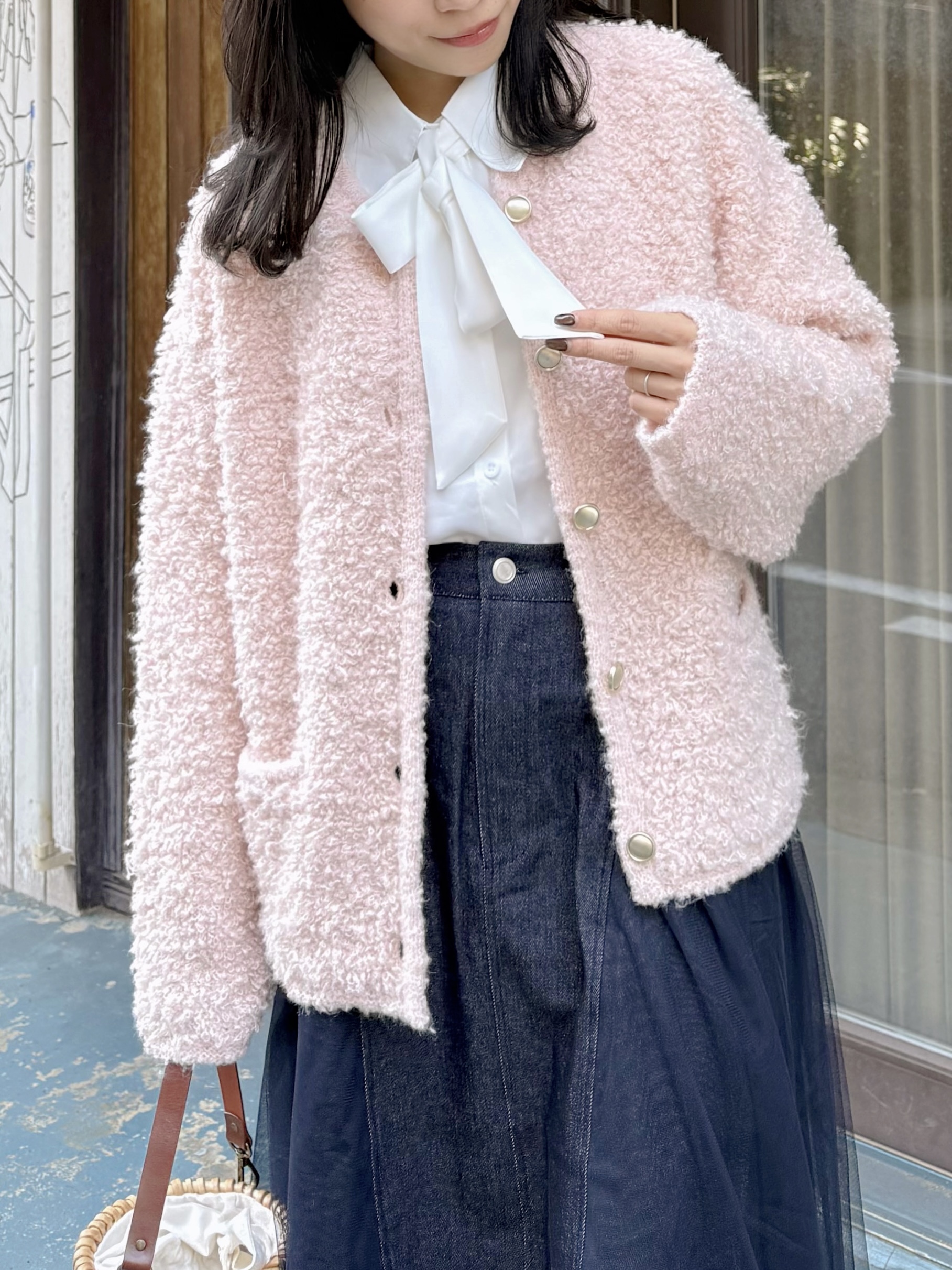 4色•小香款粒粒毛冷外套