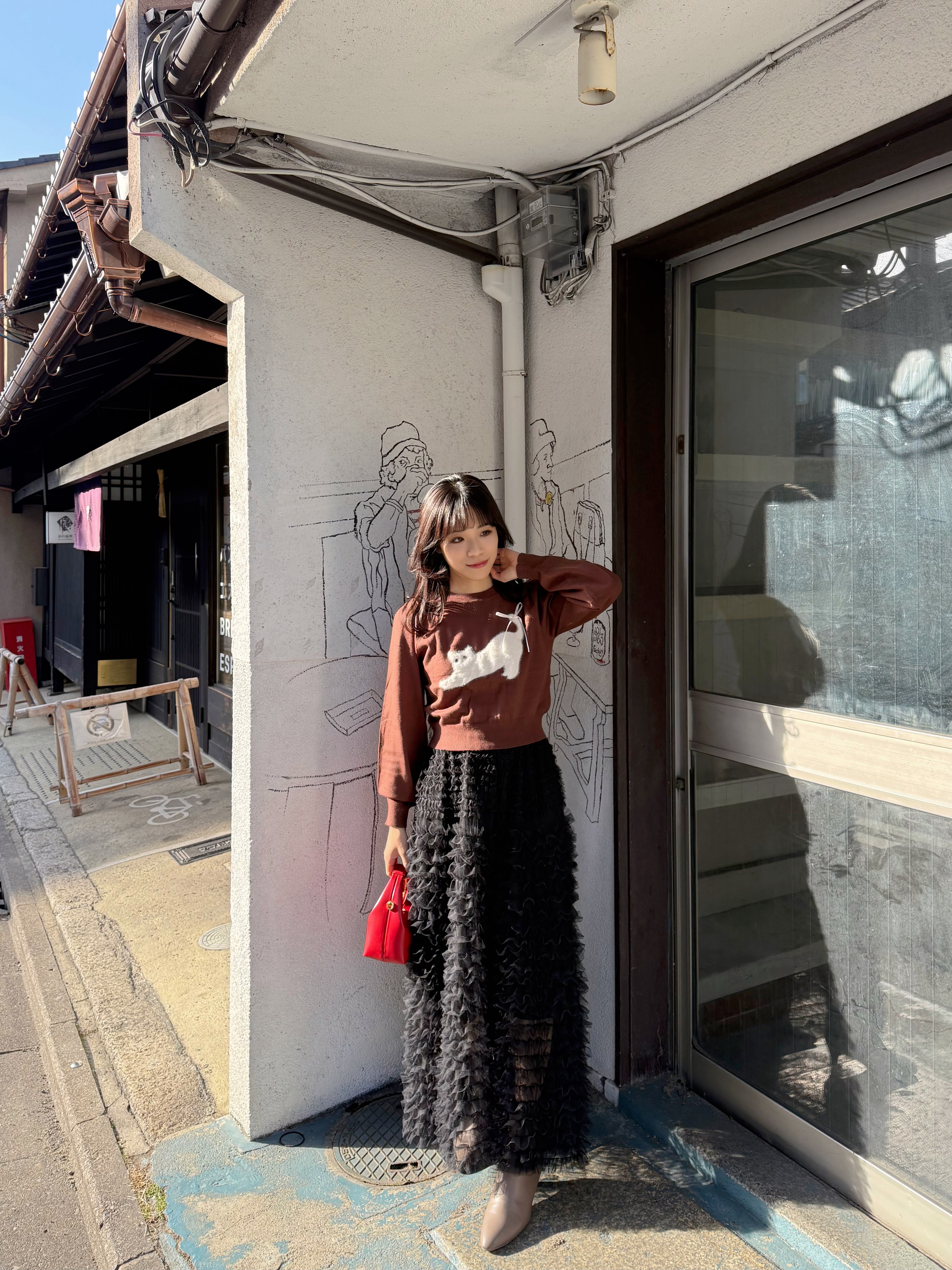 3色•層次紗紗長款半身裙