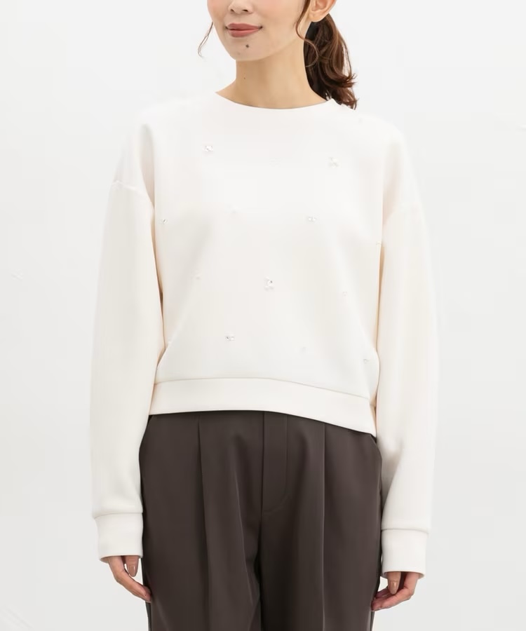 4色・S-XL・寶石裝飾圓領衛衣上衣