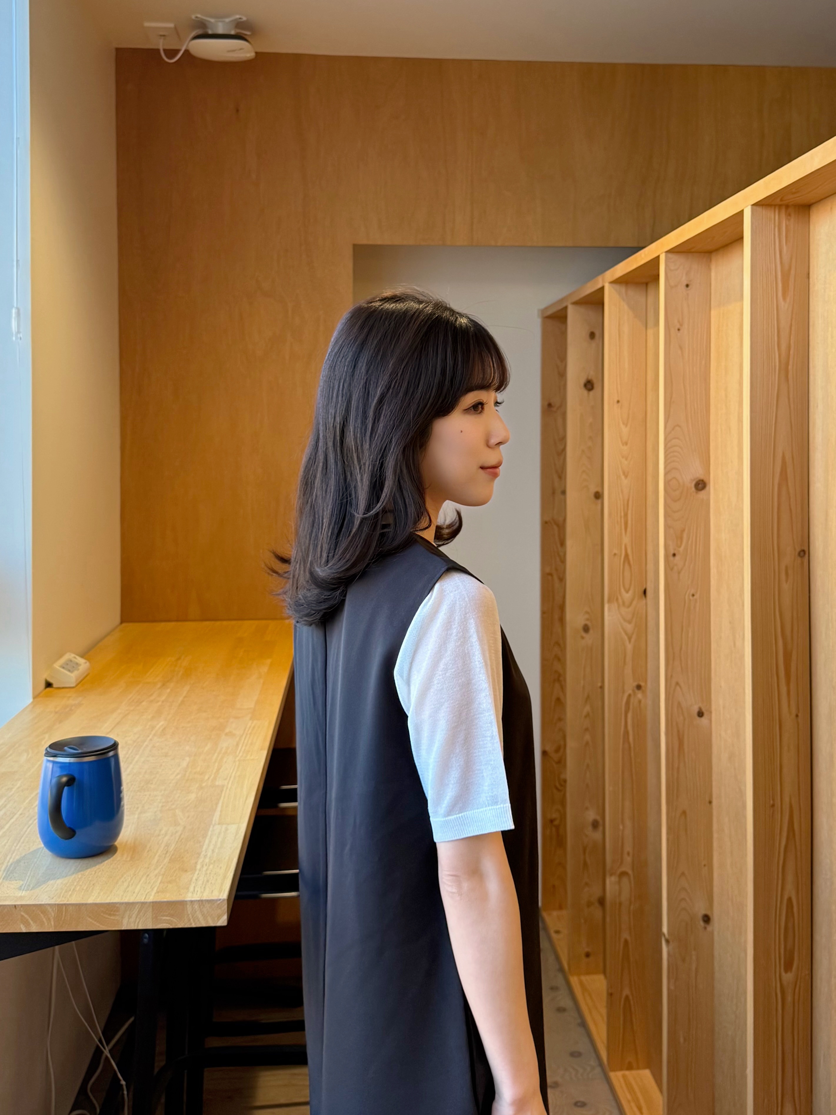 V領有袋雪紡背心連身裙