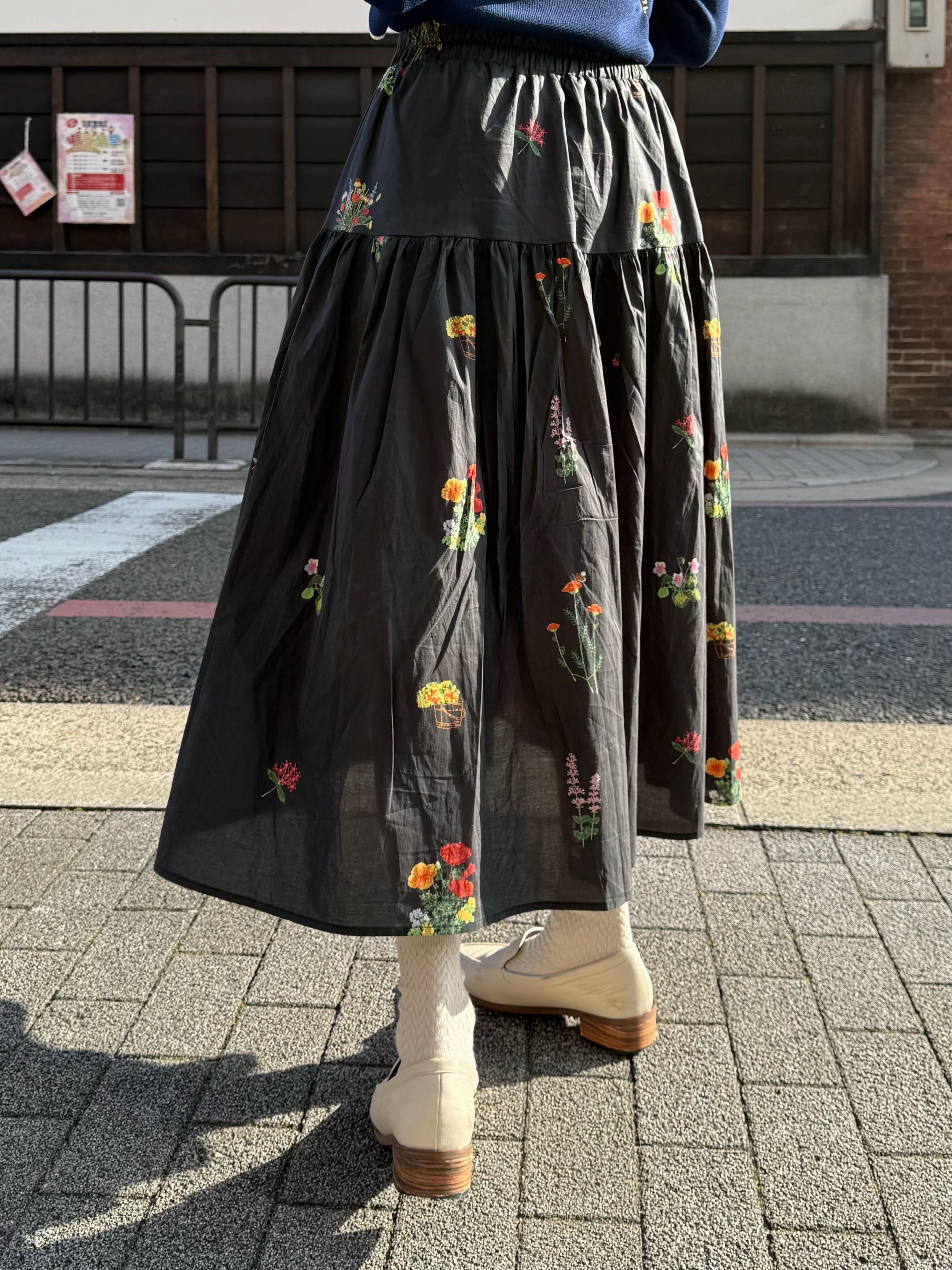 花束圖案A line半身裙