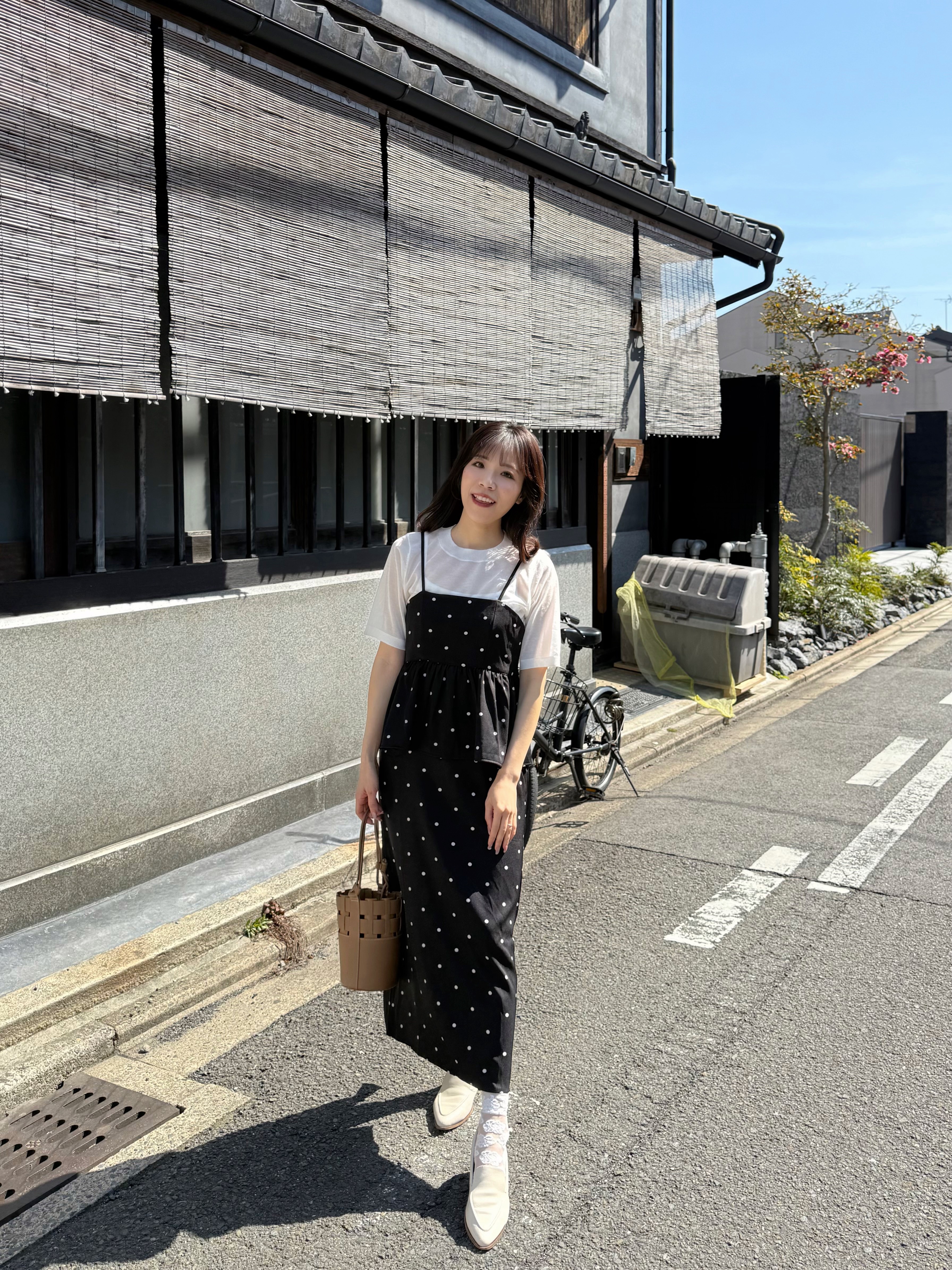 波點吊帶連身裙