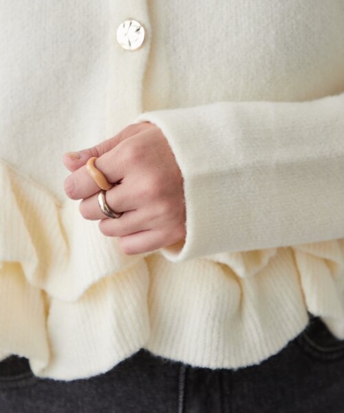 4色•荷葉邊下擺開襟針織外套