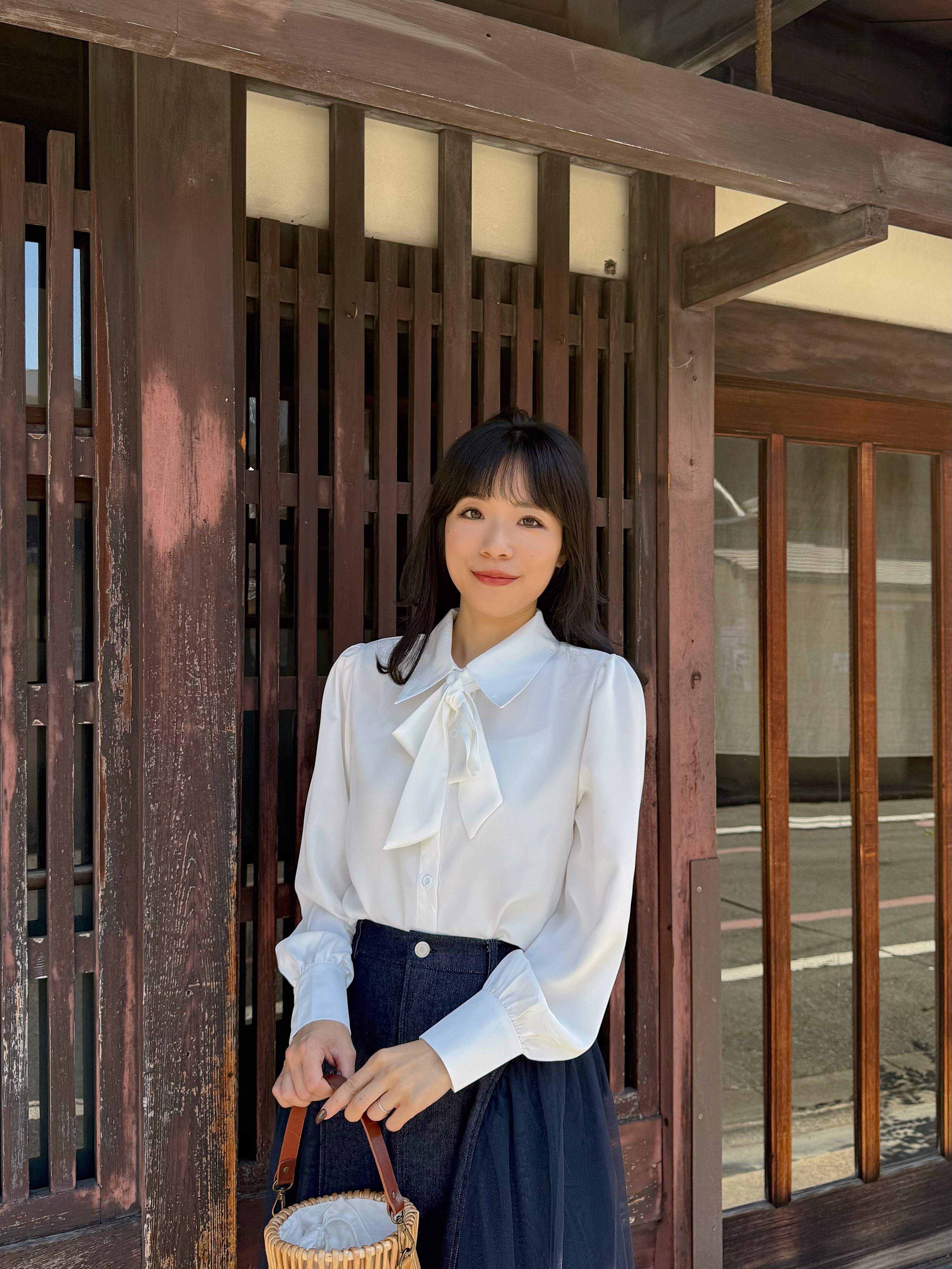 5色•基礎款蝴蝶結雪紡恤衫