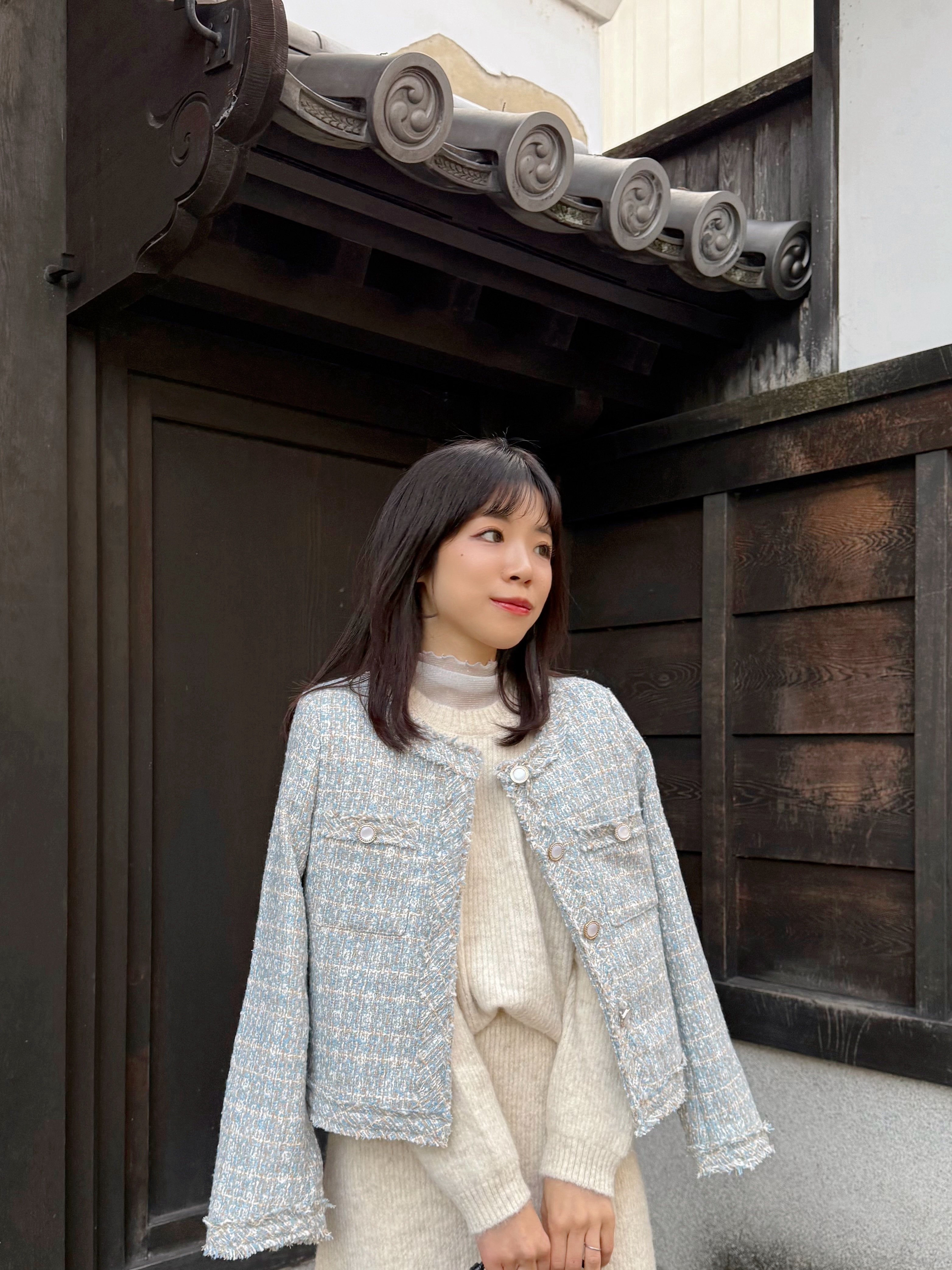 2色•圓領小香風Tweed外套