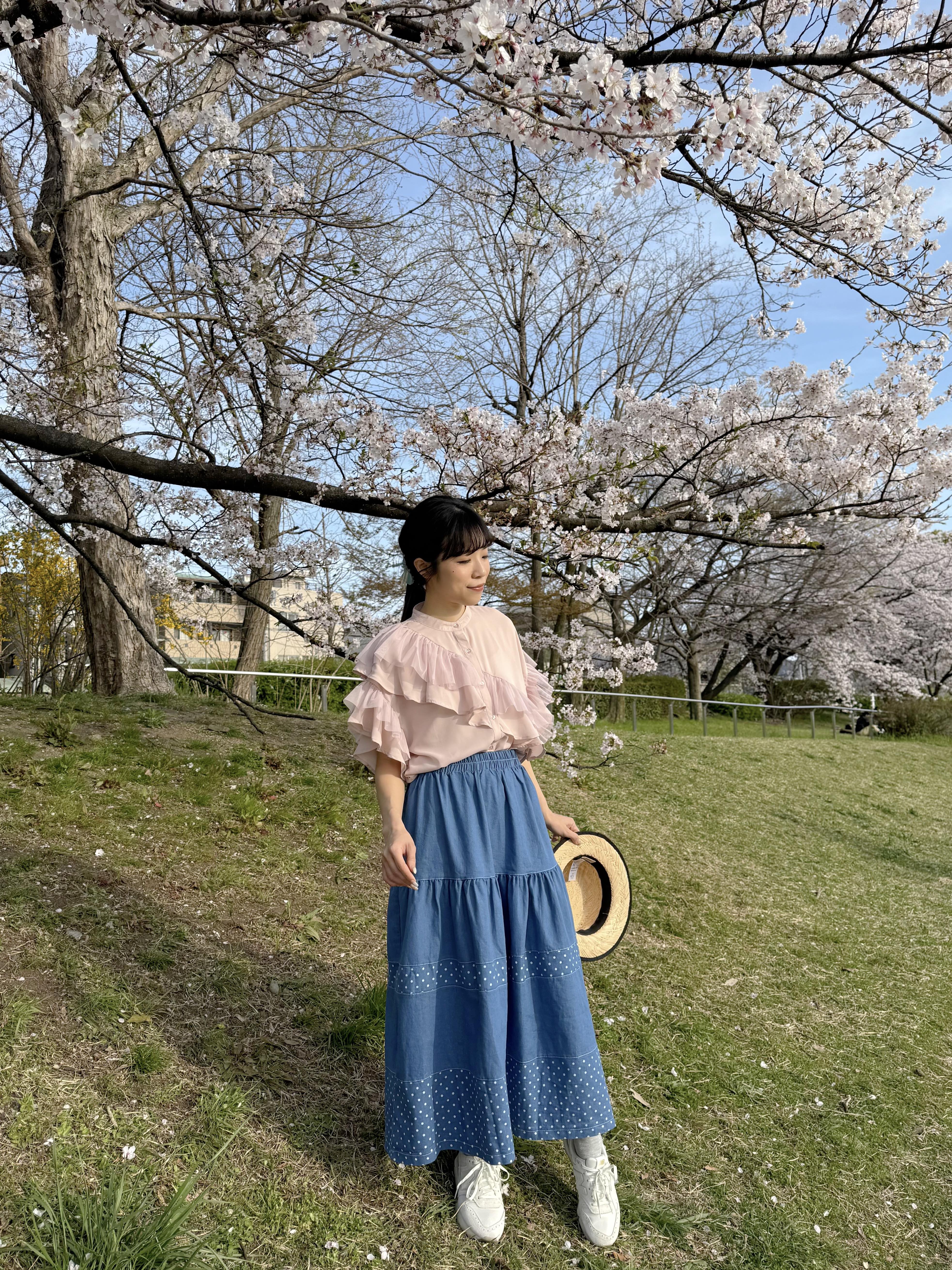 牛仔波點半身裙