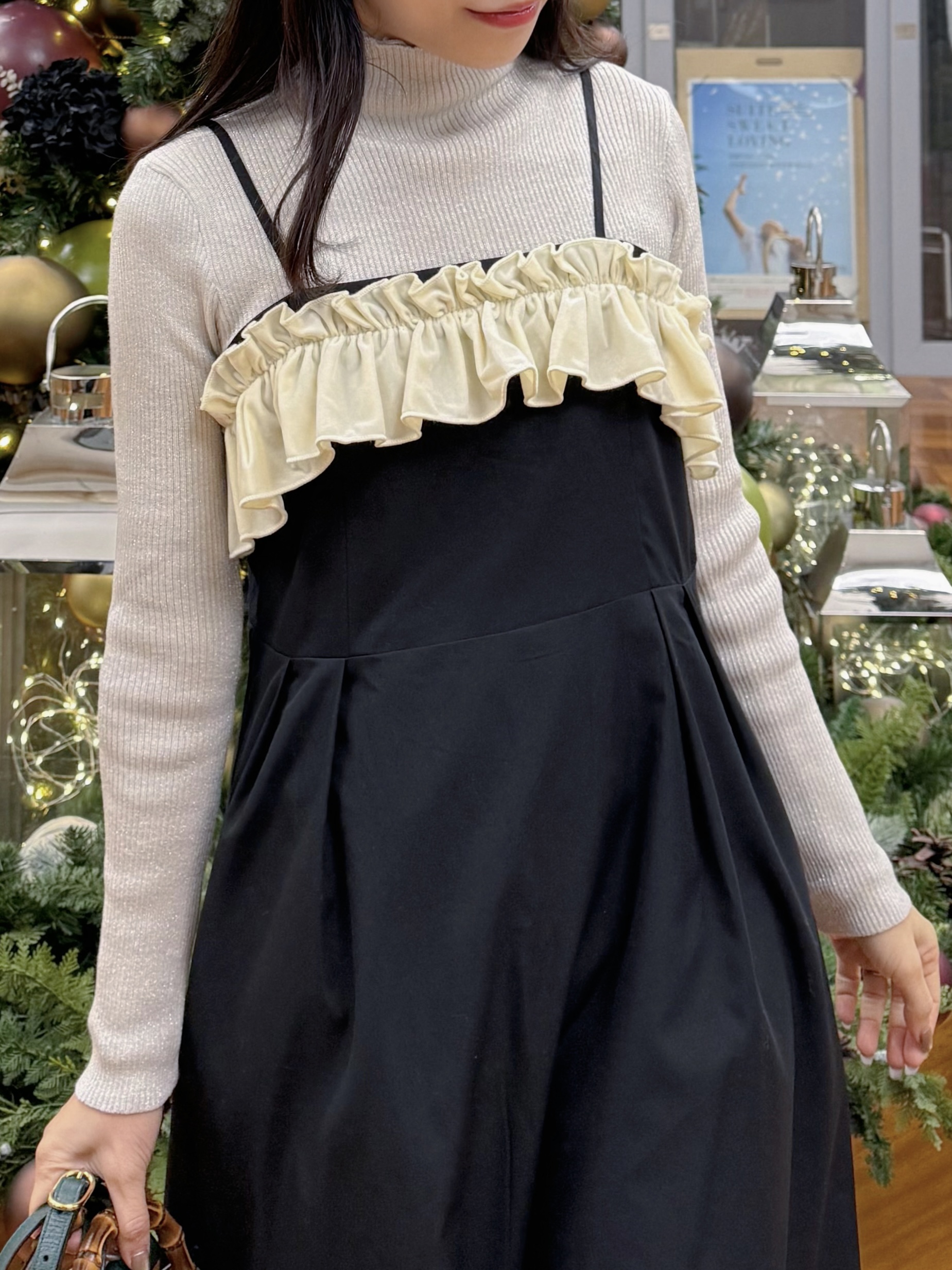 波浪抹胸吊帶連身裙