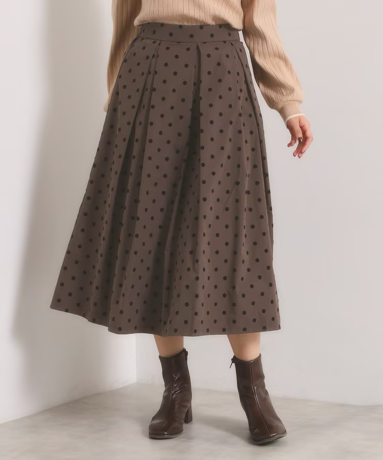 植絨波點A line半身裙