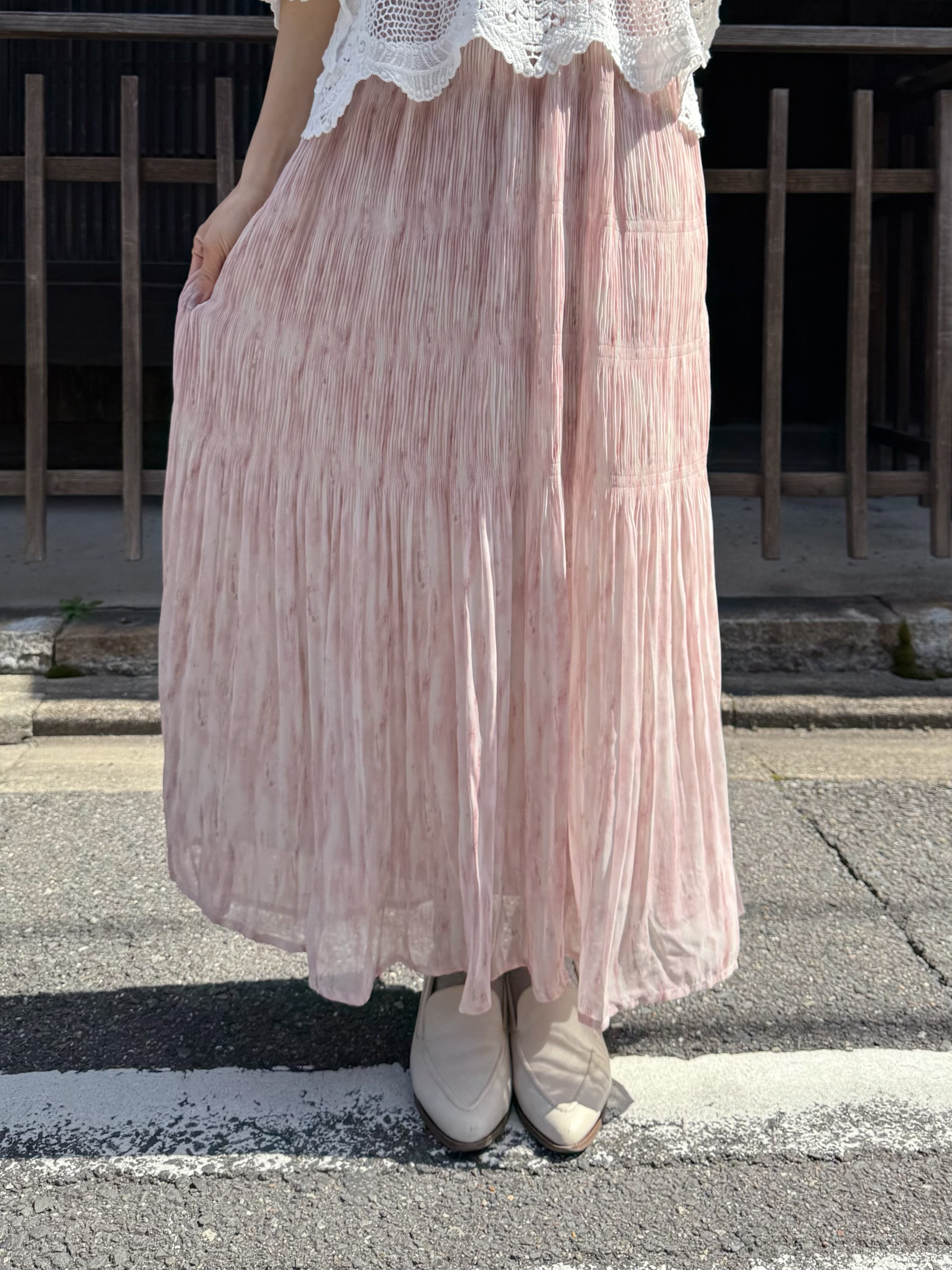 水彩色百摺雪紡半身裙