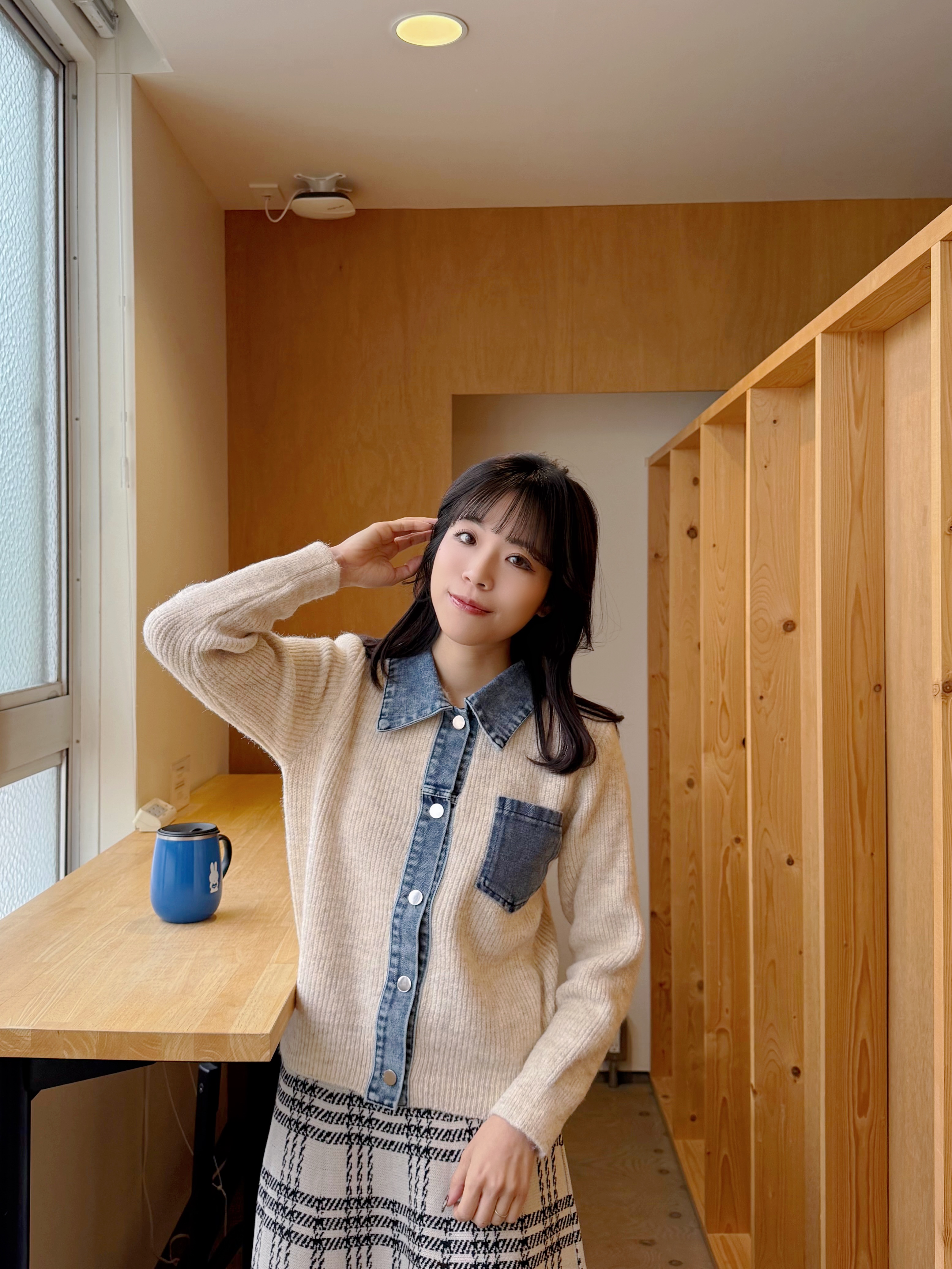 5色•拼牛仔冷衫外套