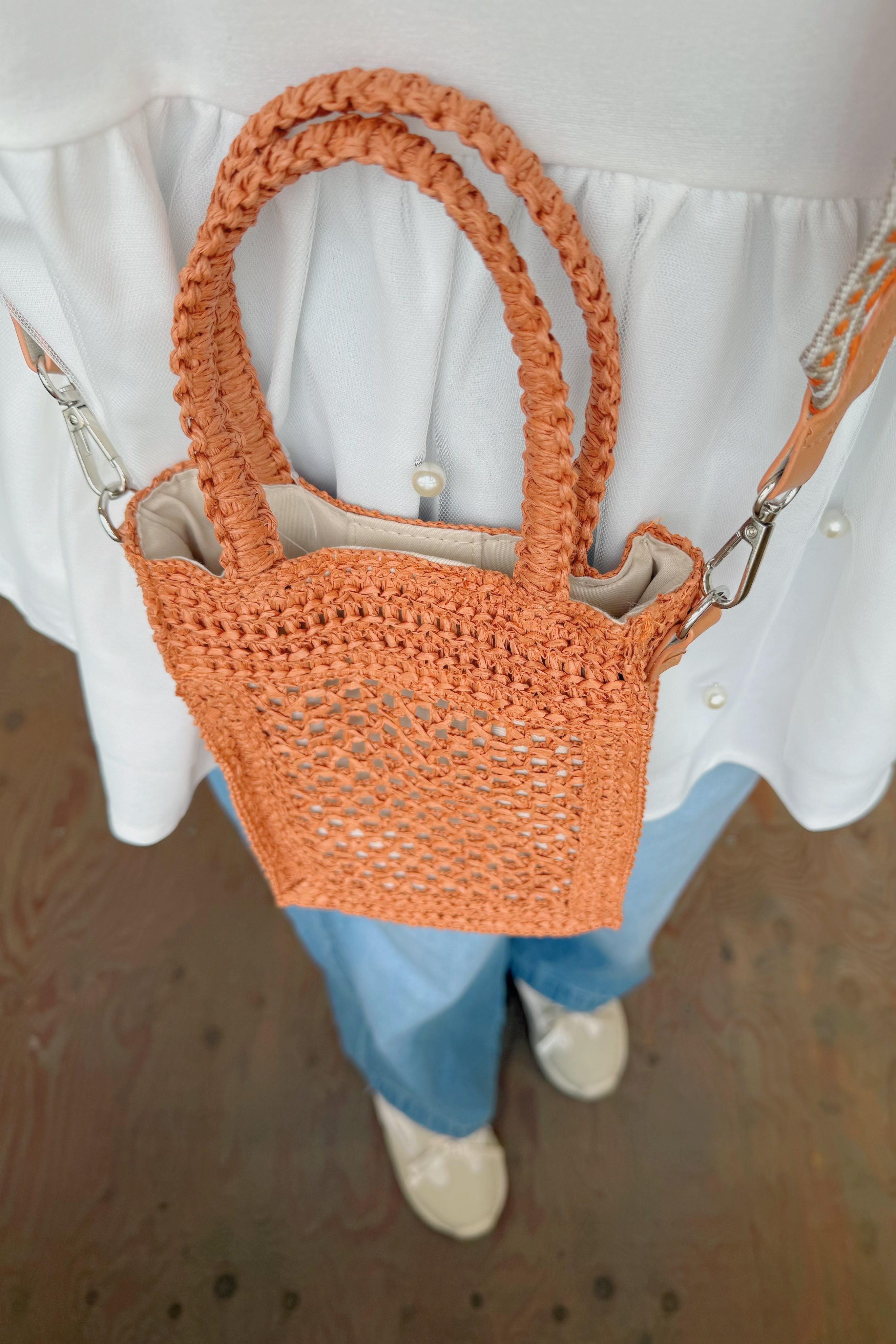 藤編刺繡斜帶小袋