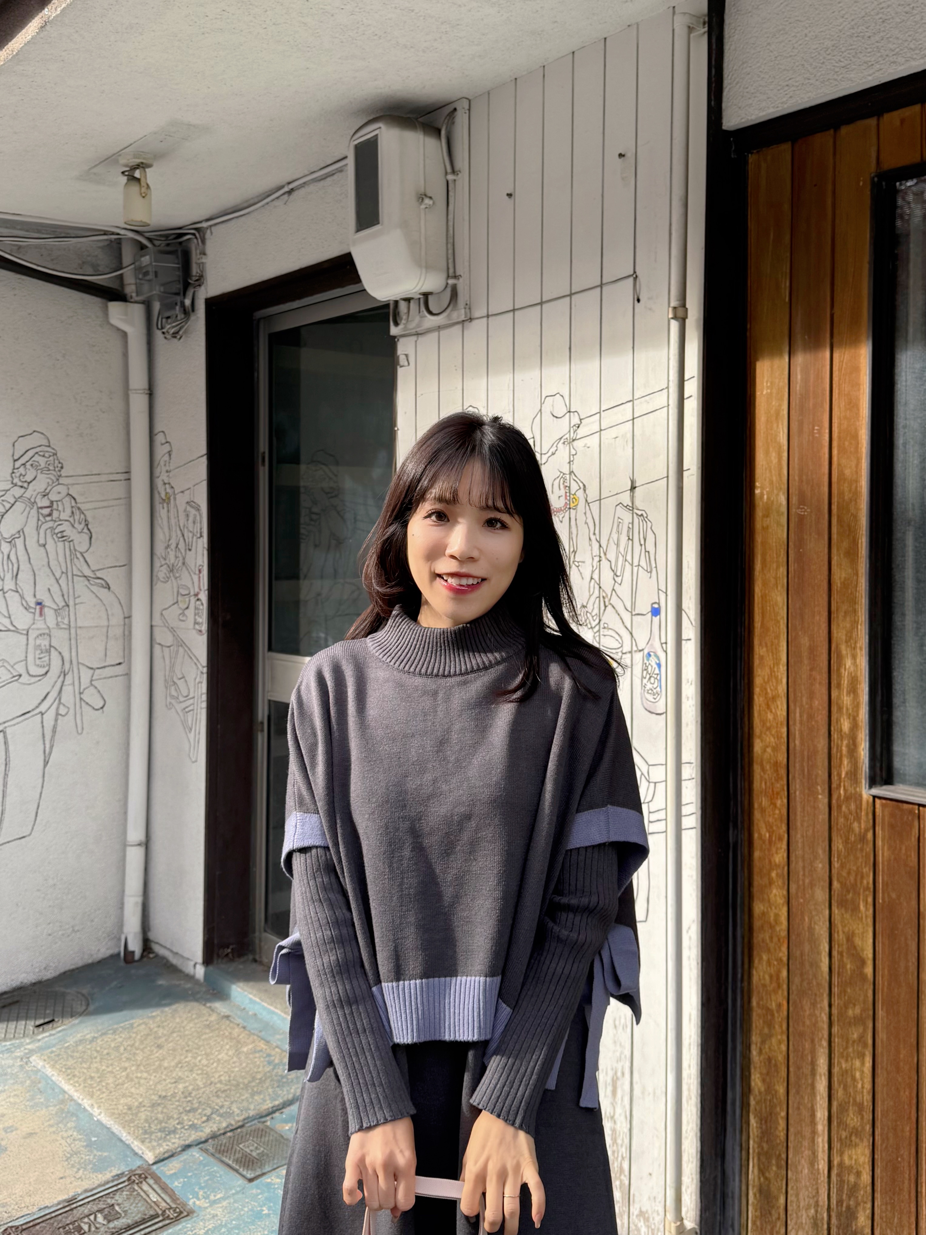 2種長度•10色•拼色斗蓬針織連身裙