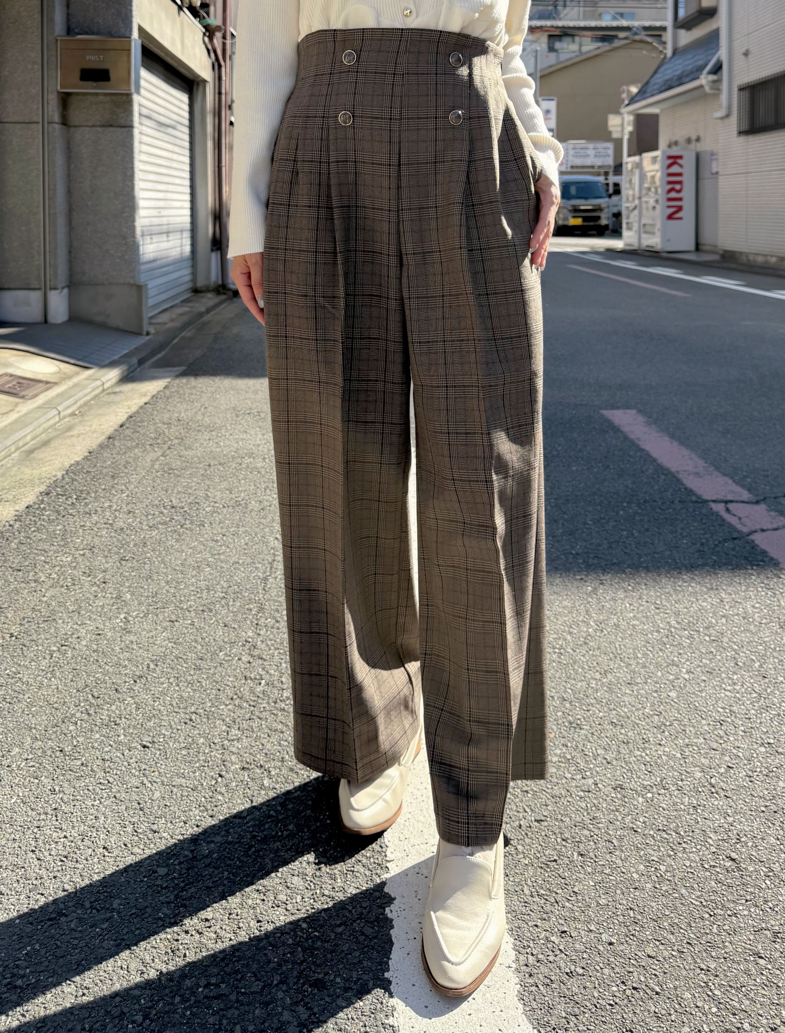 6色•S-3L碼•金鈕扣直筒闊腳褲