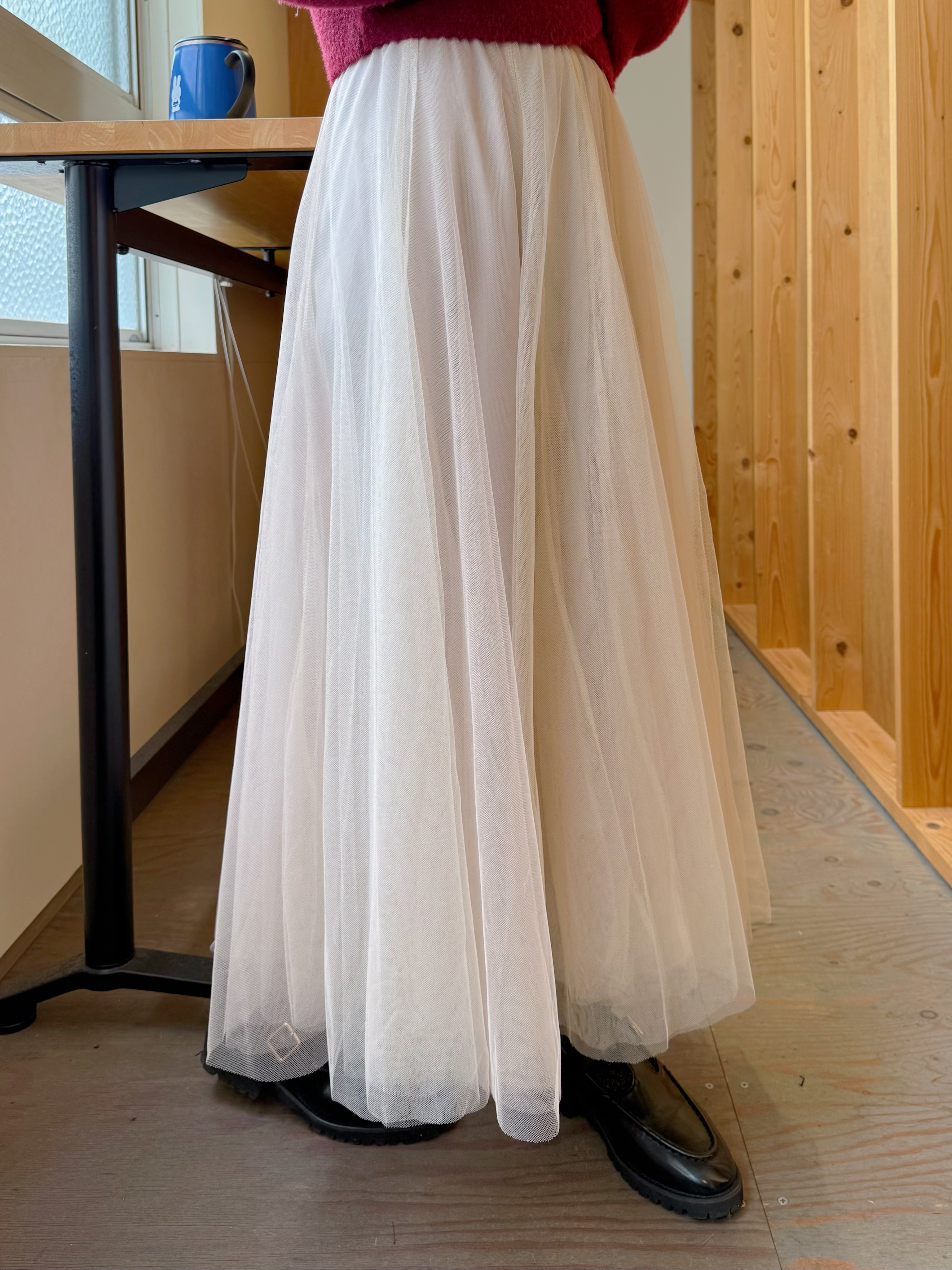 3色•深淺拼色紗紗A line半身裙