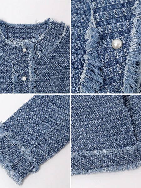 小香風牛仔色流蘇Tweed外套