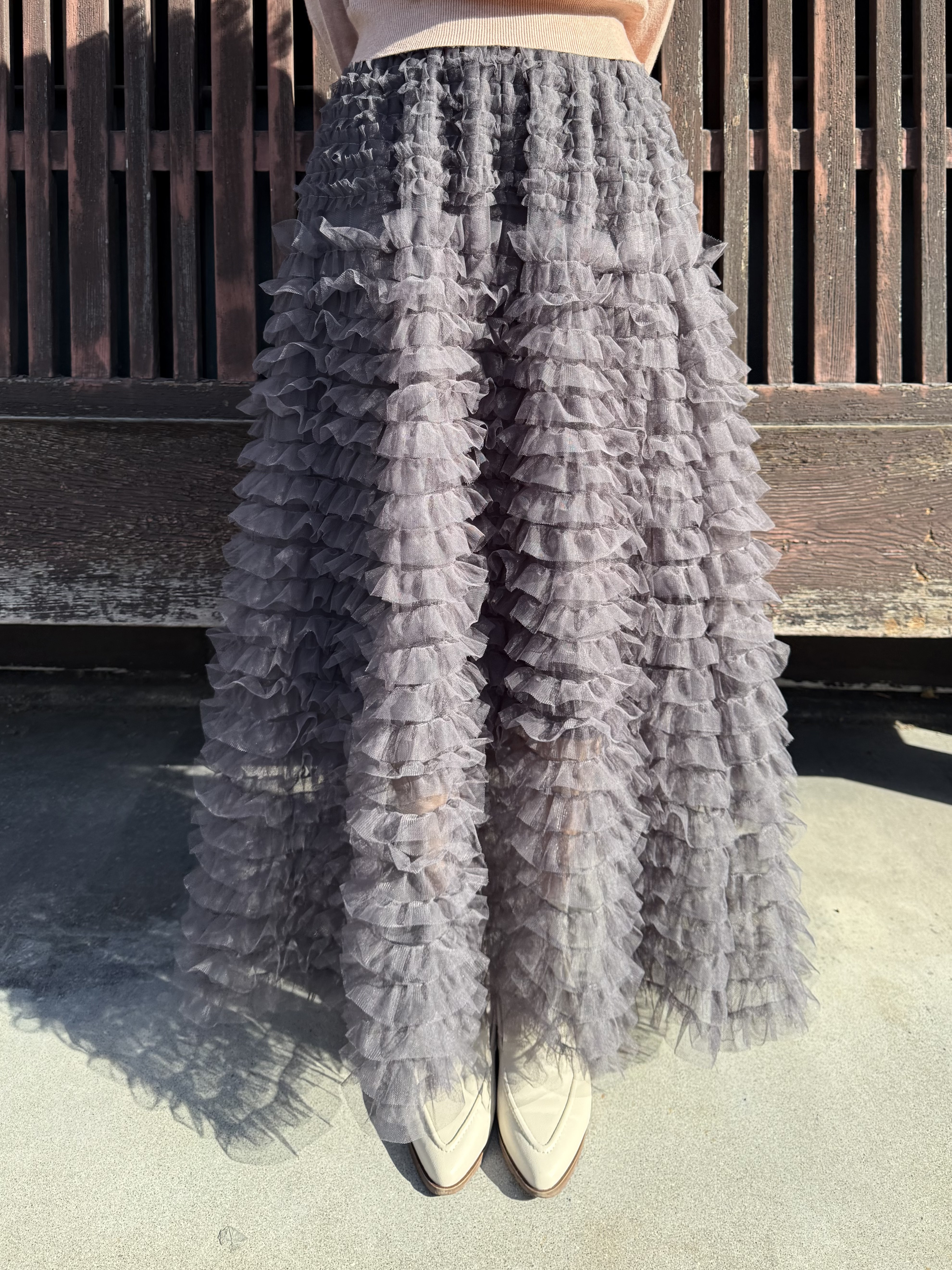 3色•層次紗紗長款半身裙