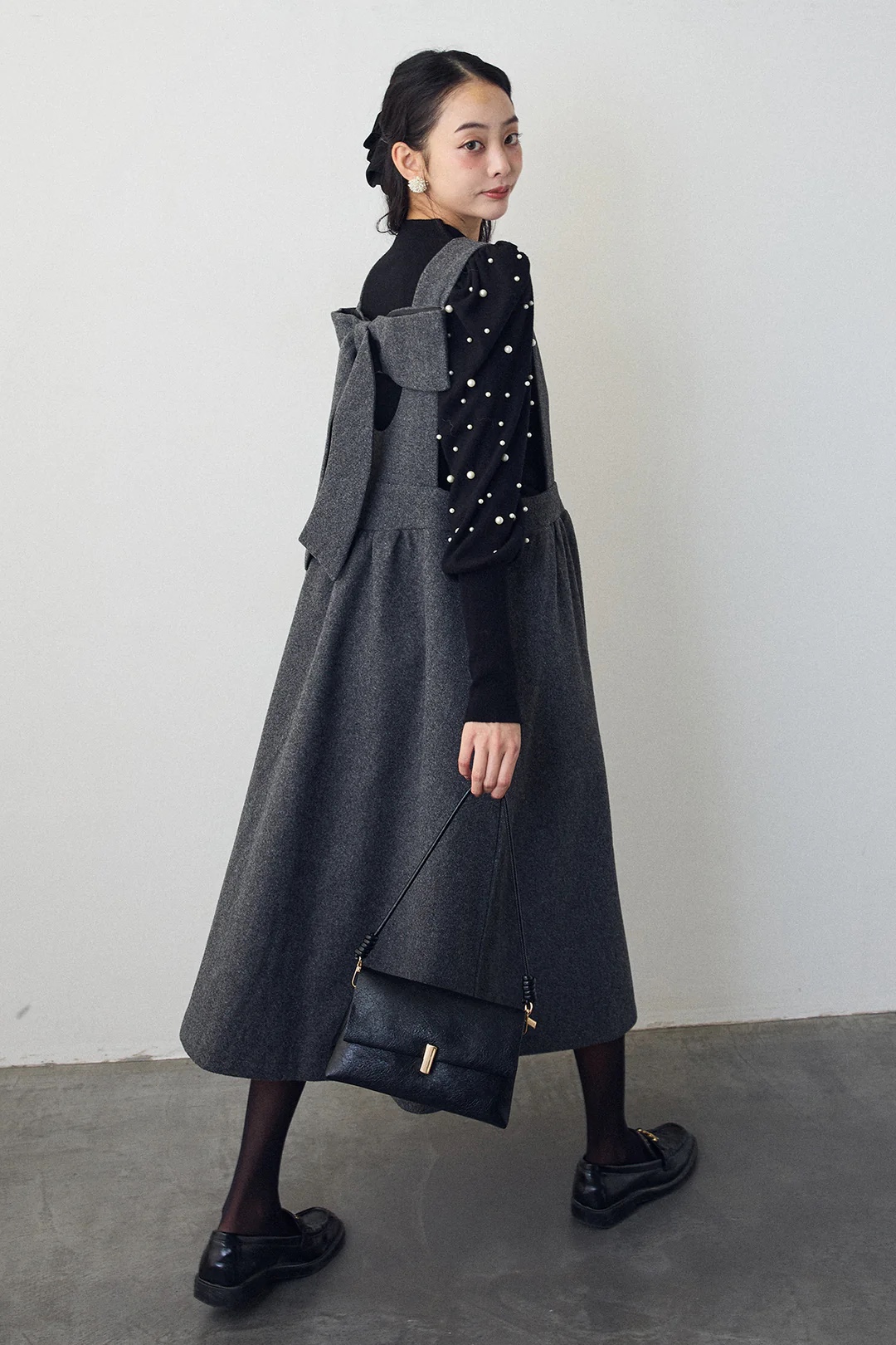 2Way前後蝴蝶結薄絨連身裙