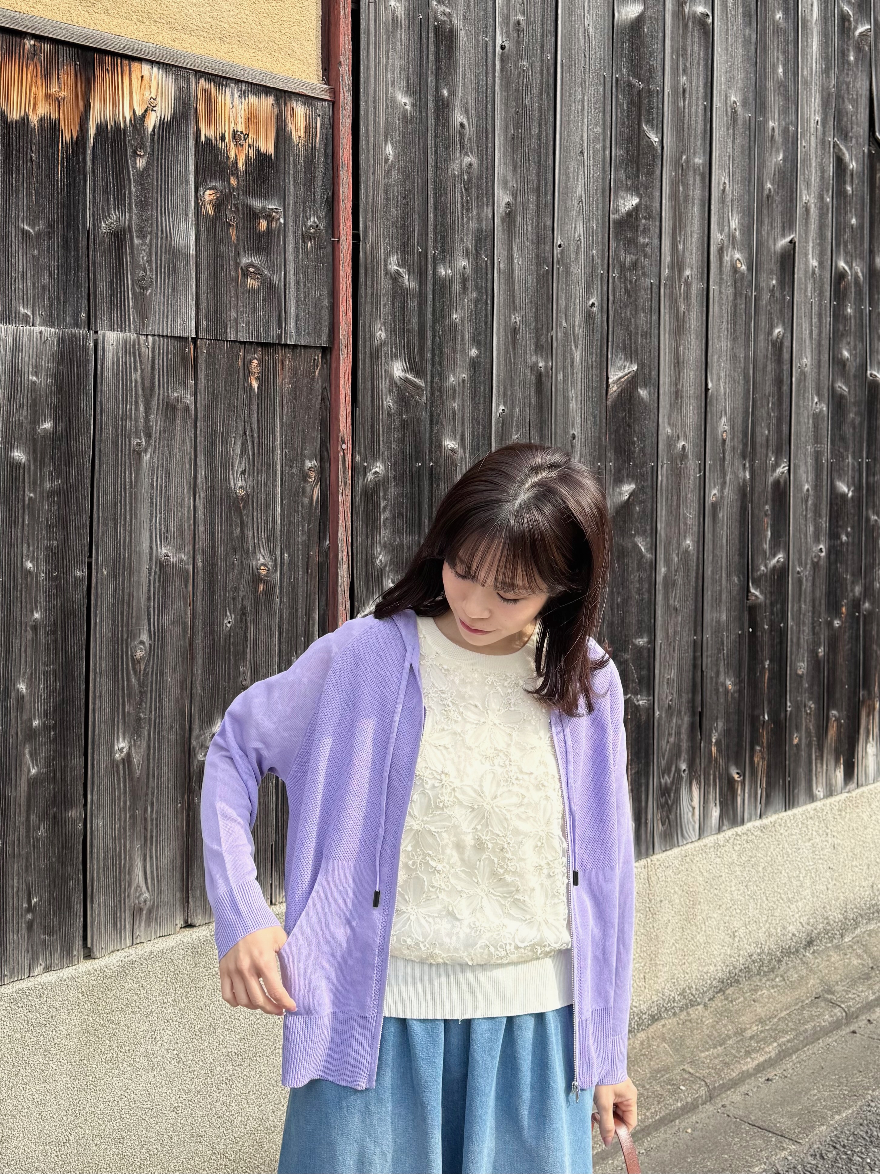 連帽薄款拉鍊針織外套